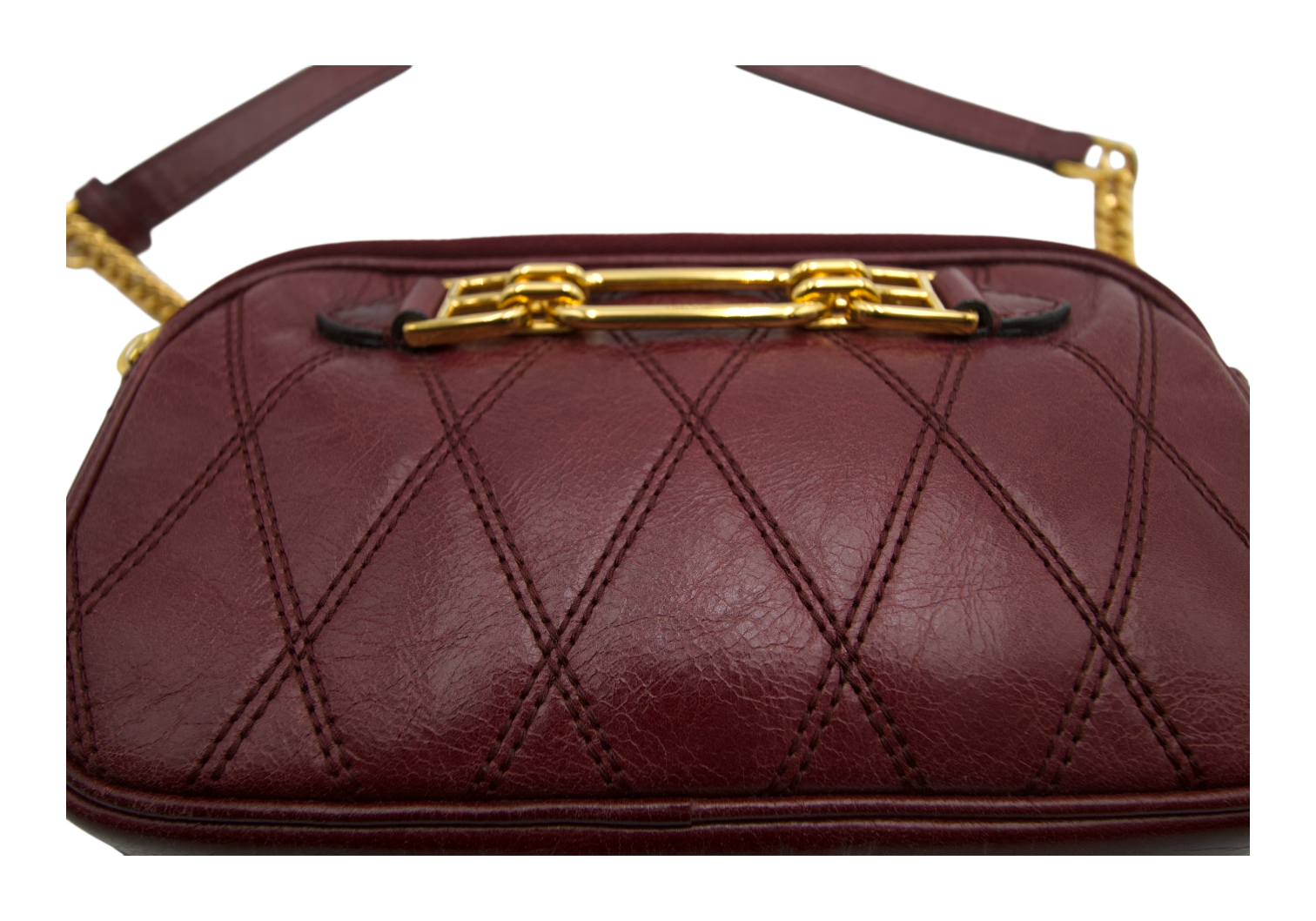 Bally Maroon Leather Shoulder Bag