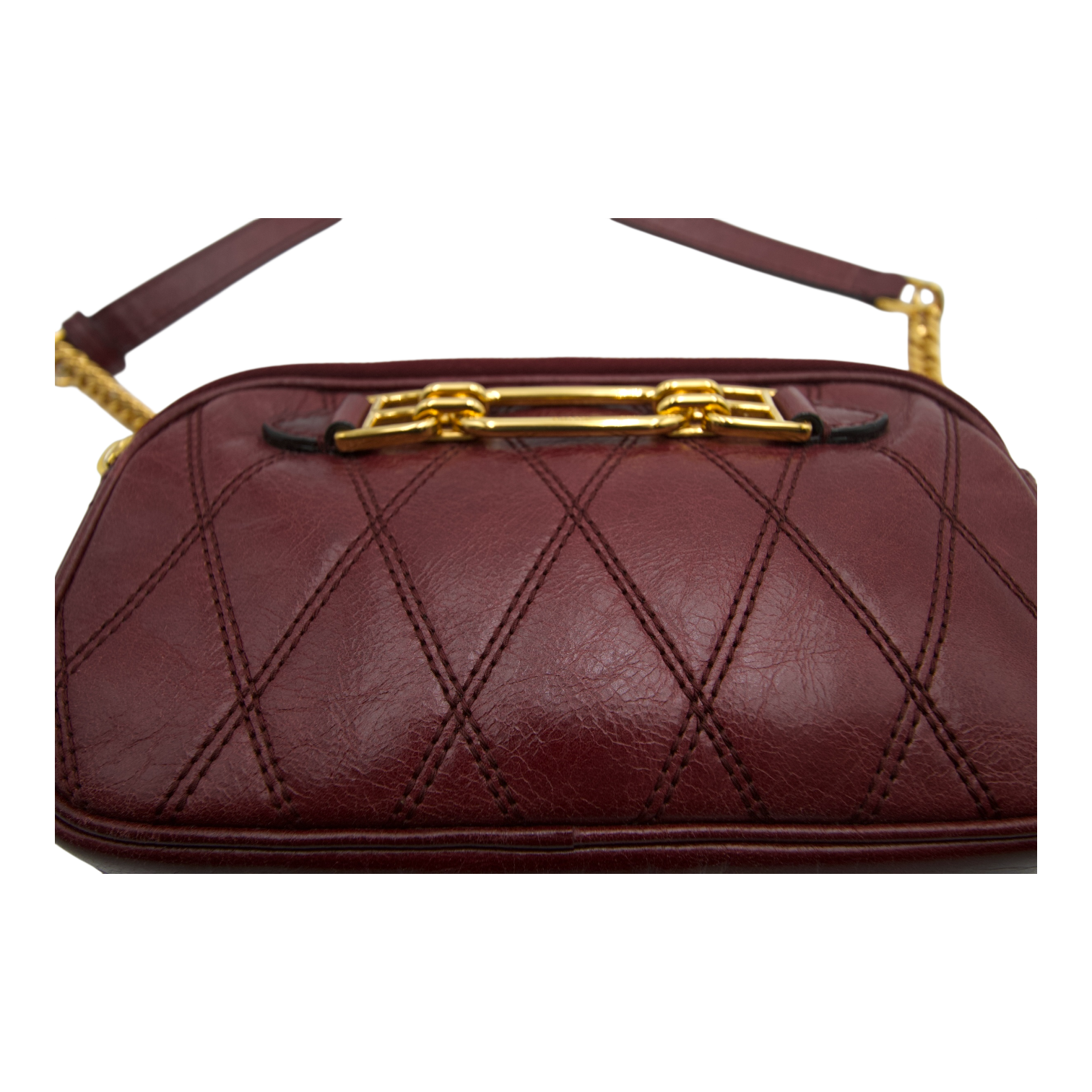 Bally Maroon Leather Shoulder Bag