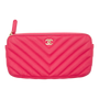 Chanel Chevron Quilted Double Zip Pink