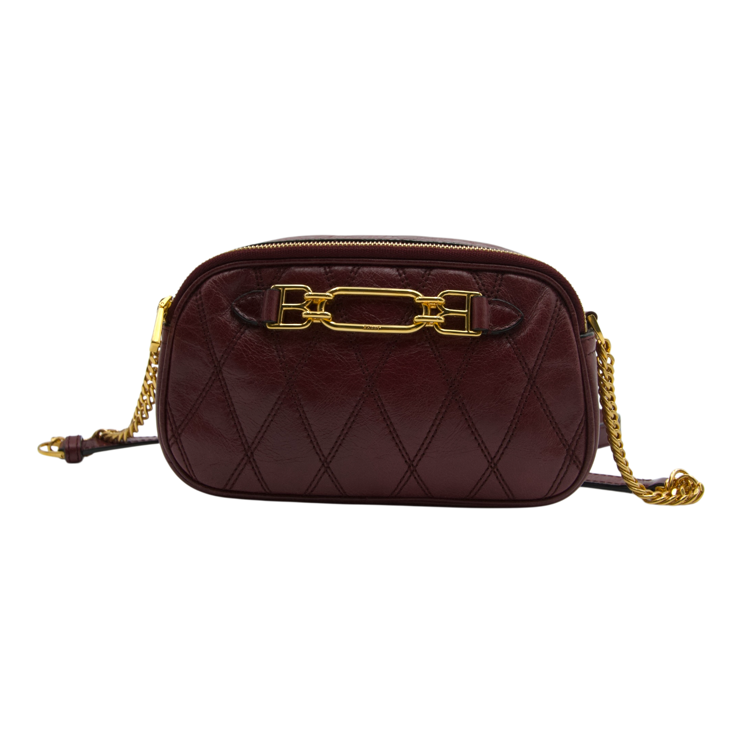 Bally Maroon Leather Shoulder Bag