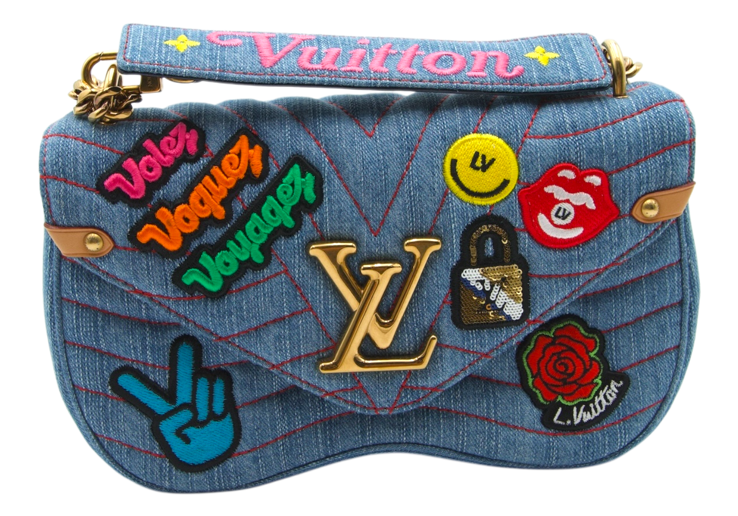Louis Vuitton New Wave Chain Bag PM Denim Patches