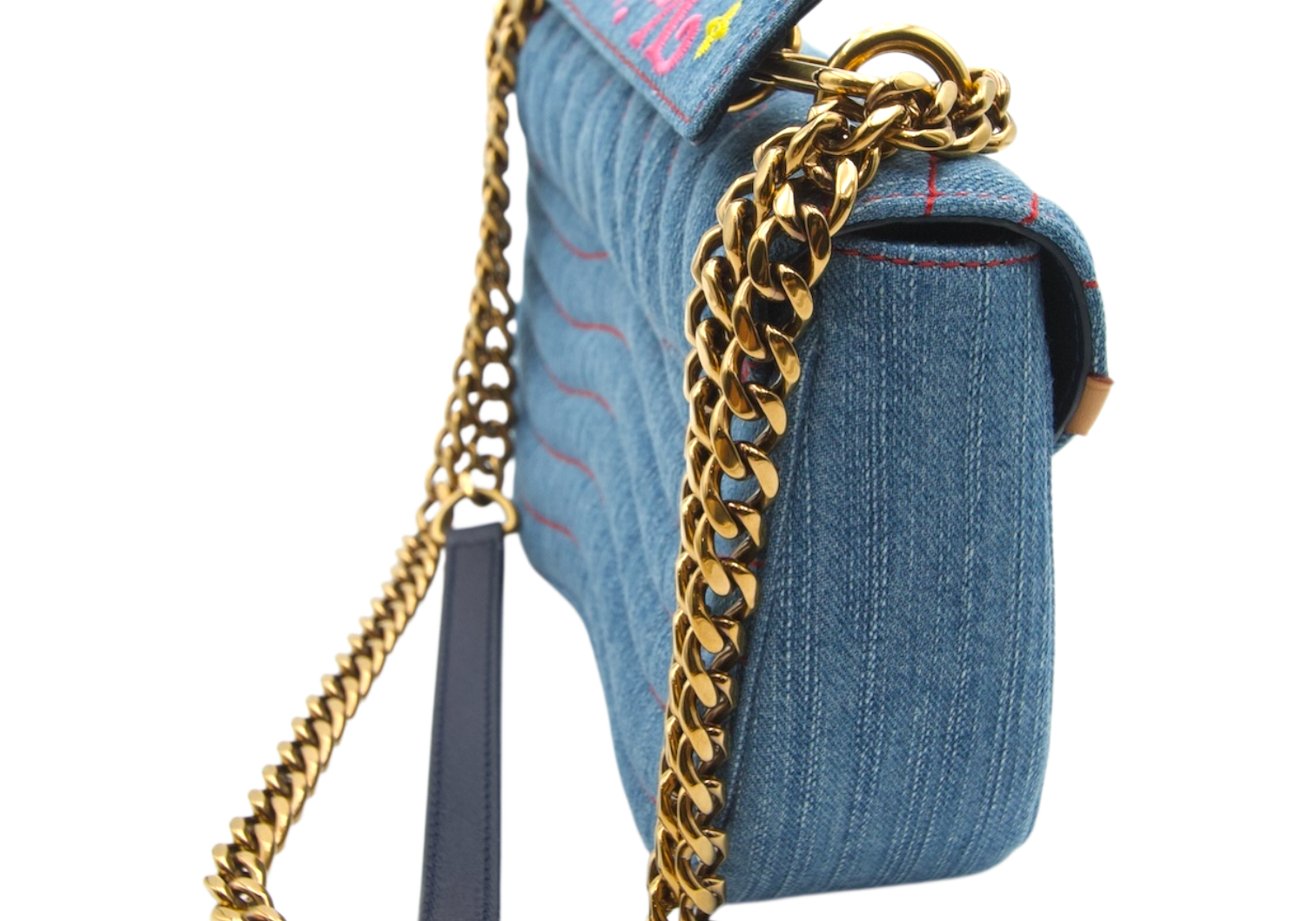 Louis Vuitton New Wave Chain Bag PM Denim Patches