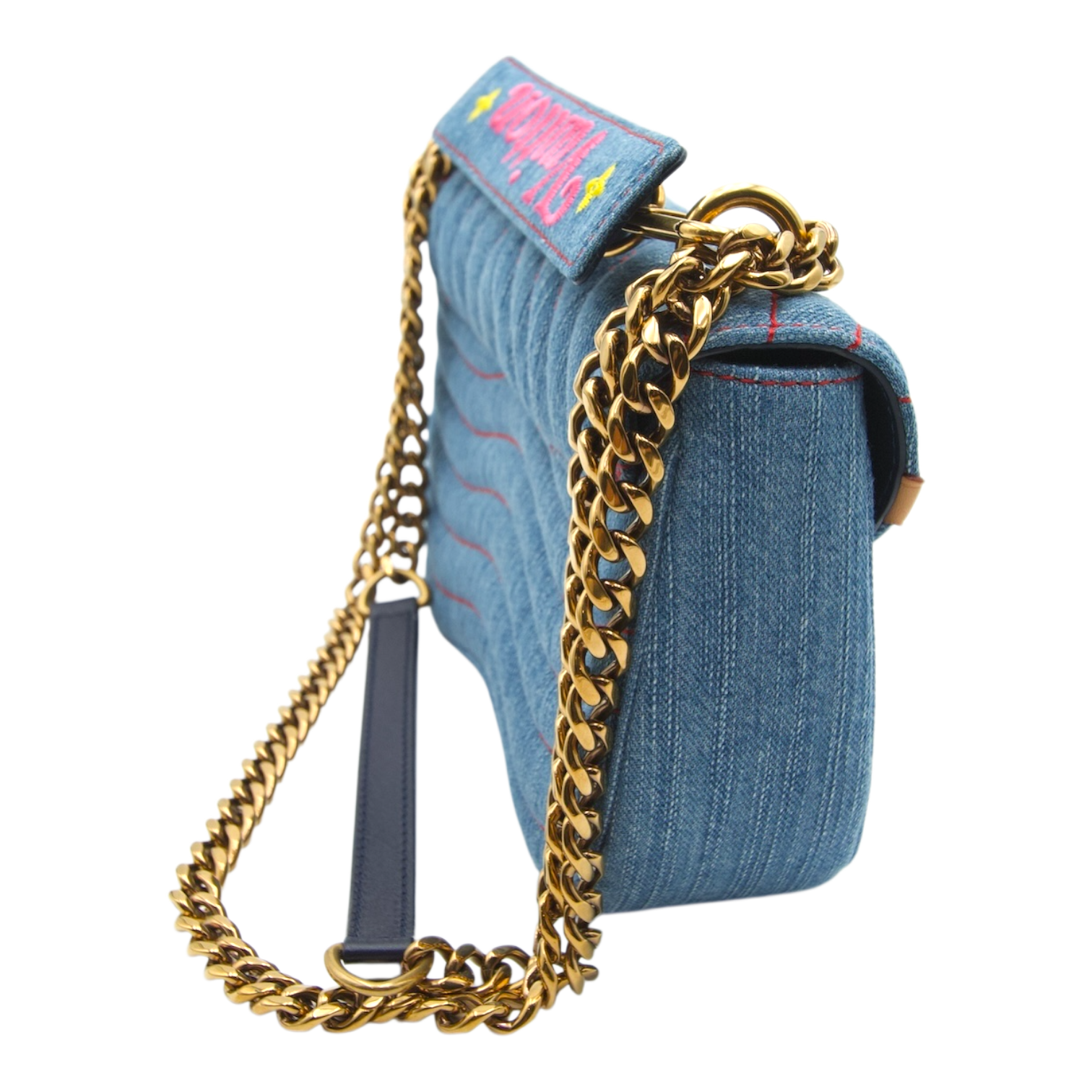 Louis Vuitton New Wave Chain Bag PM Denim Patches