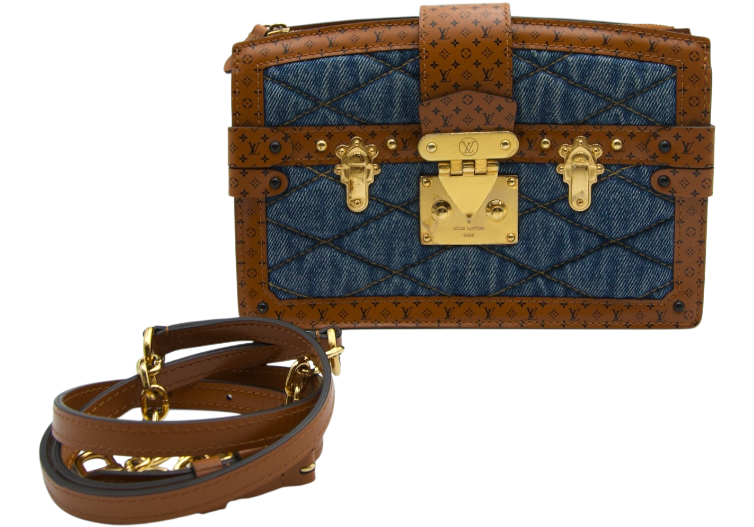 Louis Vuitton Petite Malle  Denim Monogram Leather Trunk