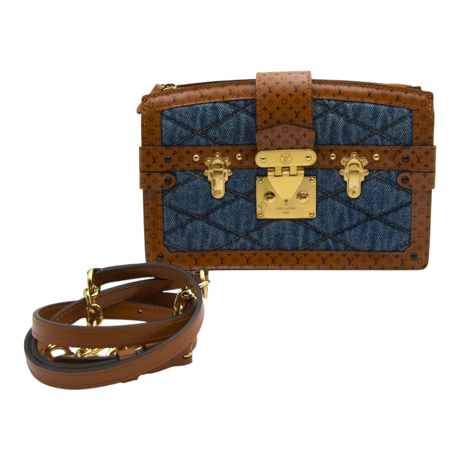 Louis Vuitton Petite Malle  Denim Monogram Leather Trunk