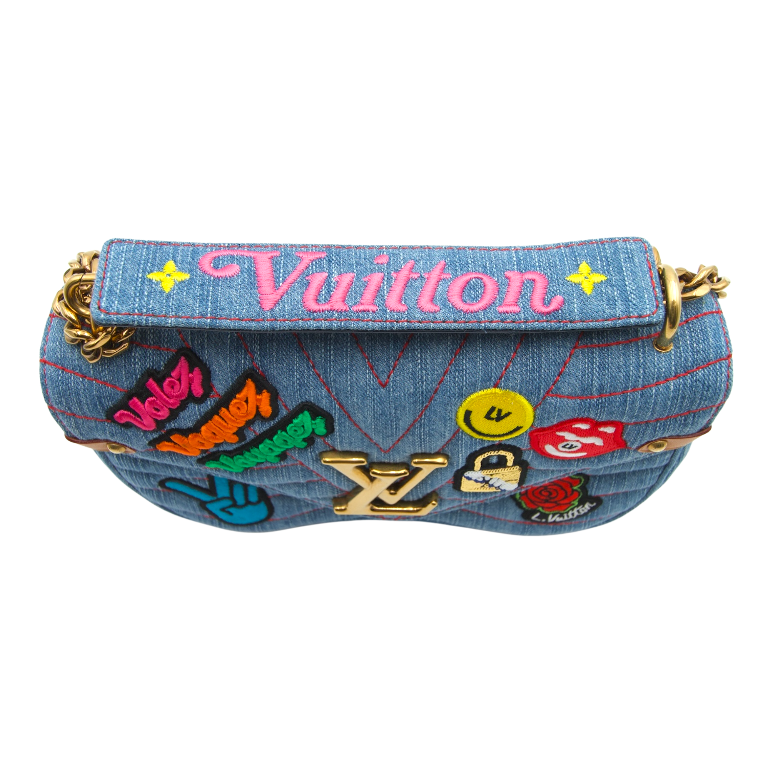 Louis Vuitton New Wave Chain Bag PM Denim Patches
