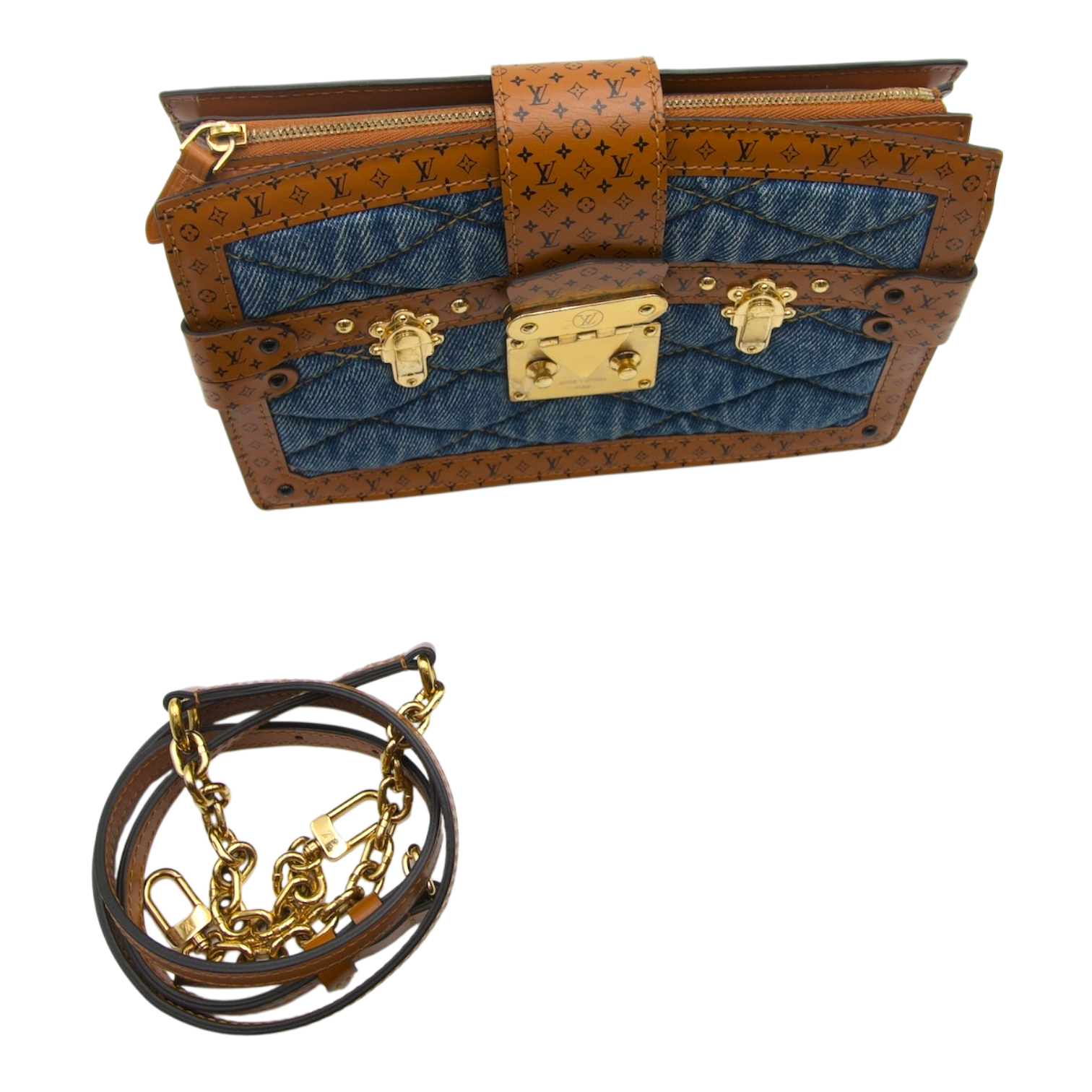 Louis Vuitton Petite Malle  Denim Monogram Leather Trunk