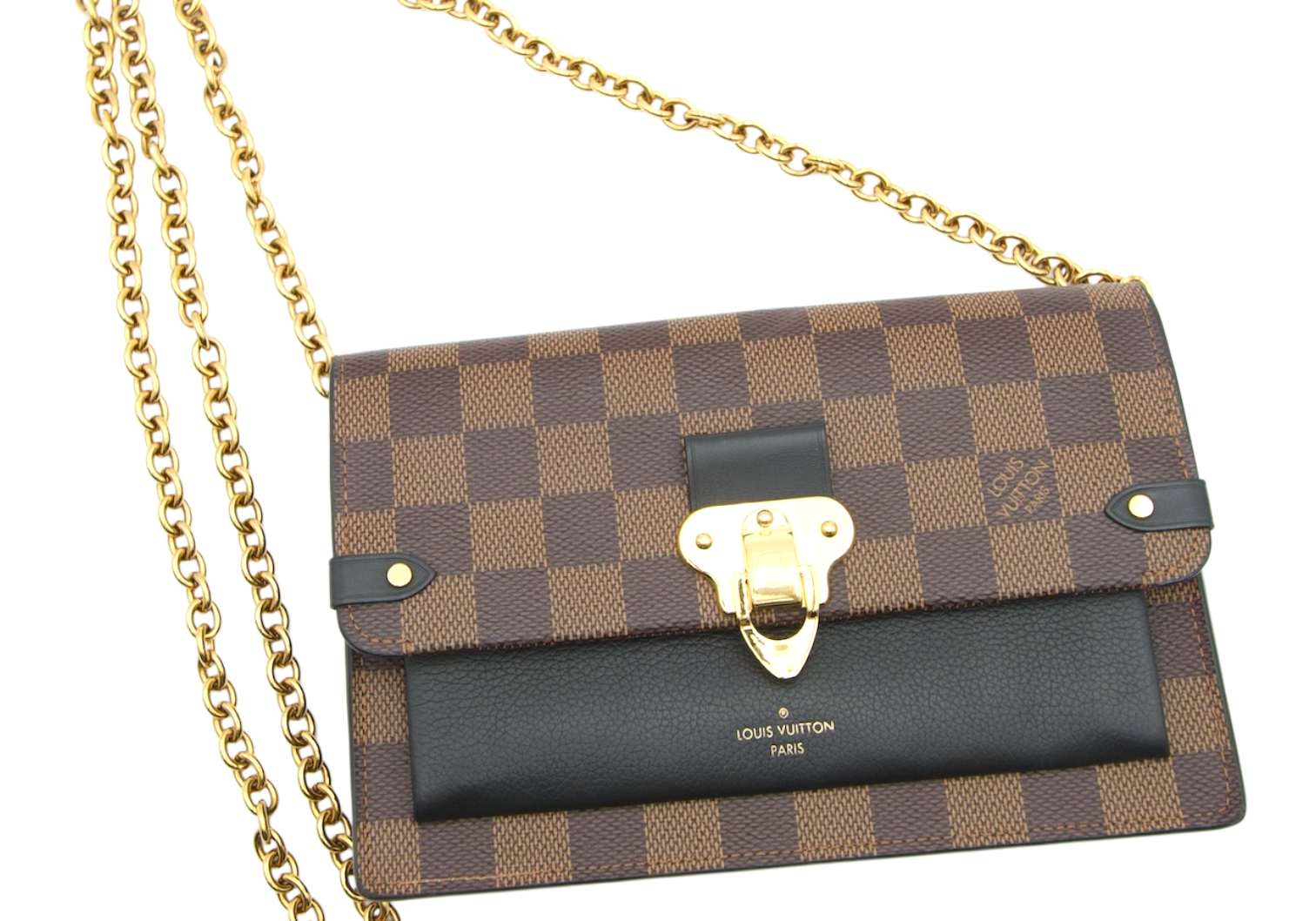 Louis Vuitton Flore Chain Wallet in Damier Ebene Canvas
