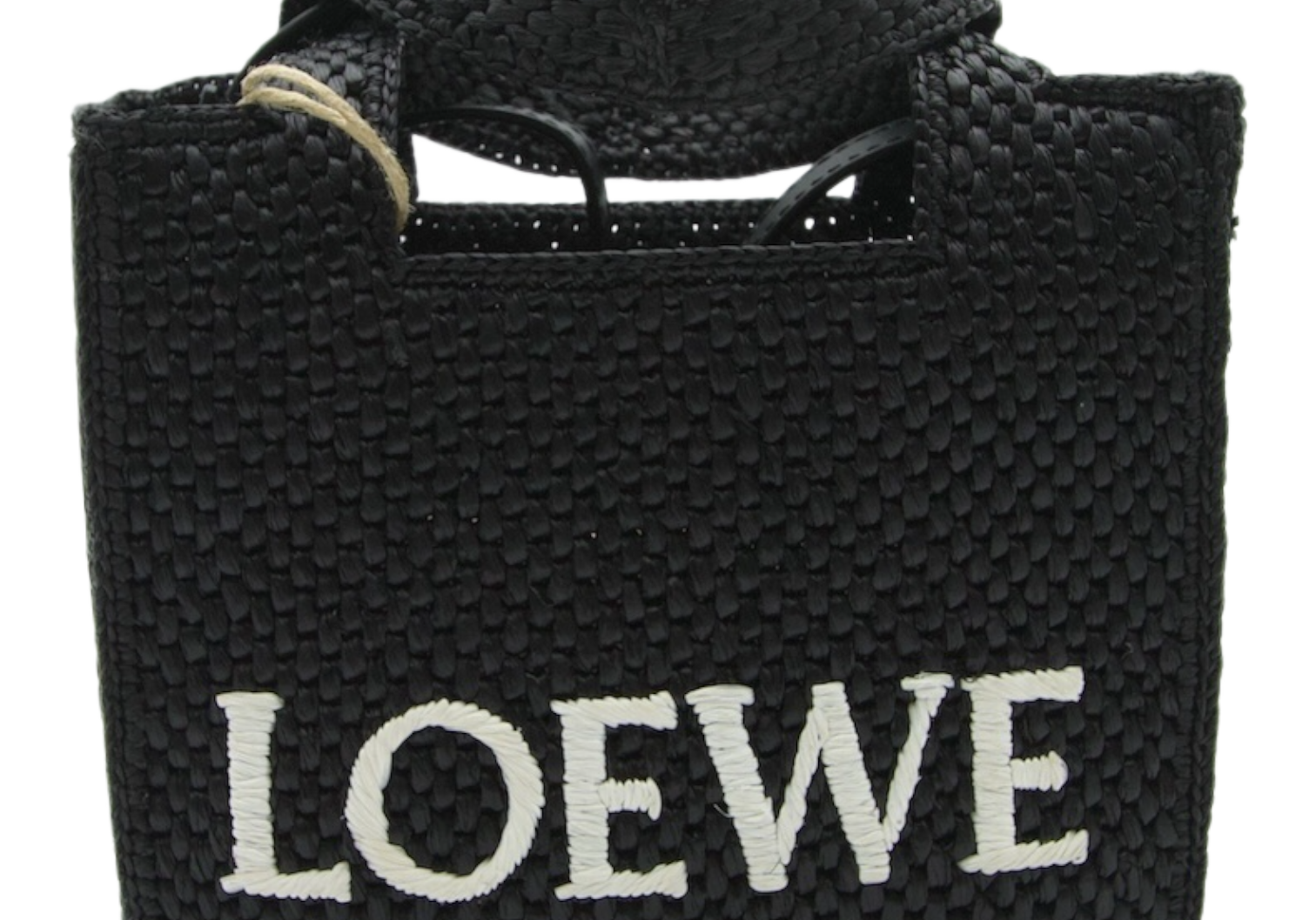 Loewe Font Tote Small Black Raffia