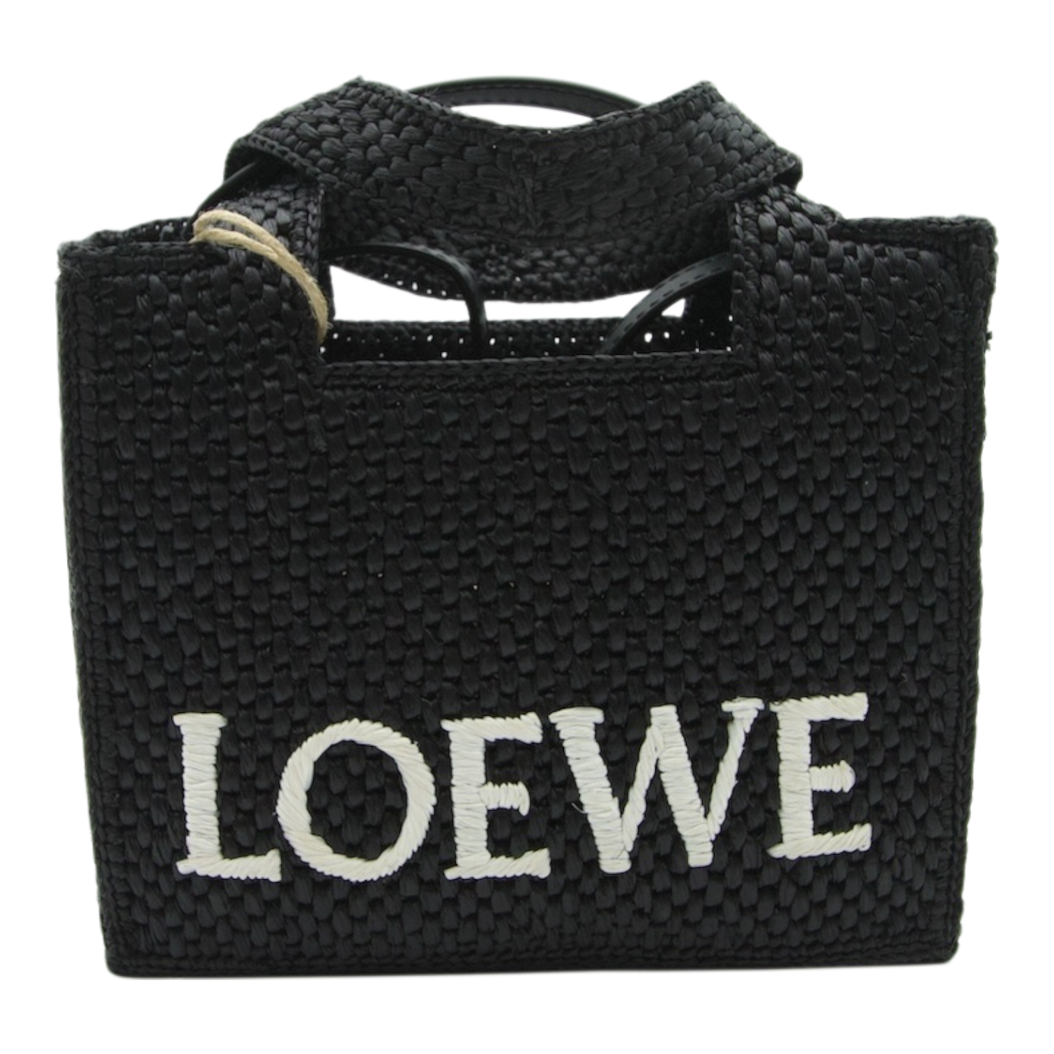Loewe Font Tote Small Black Raffia