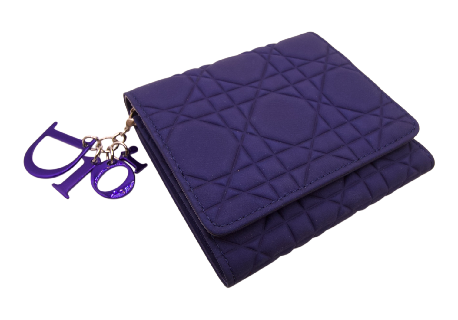 Dior Lady Dior Diamond Quilted Wallet Indigo