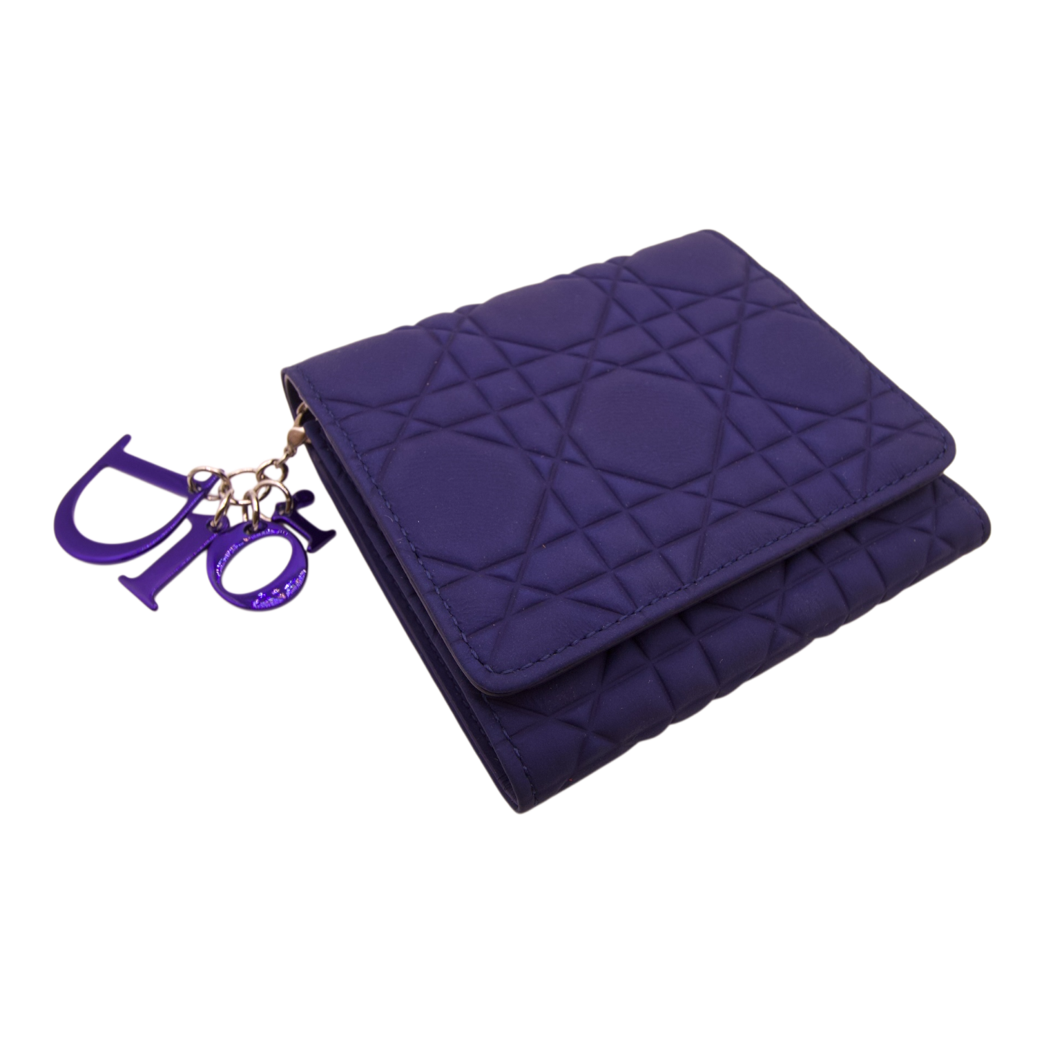 Dior Lady Dior Diamond Quilted Wallet Indigo