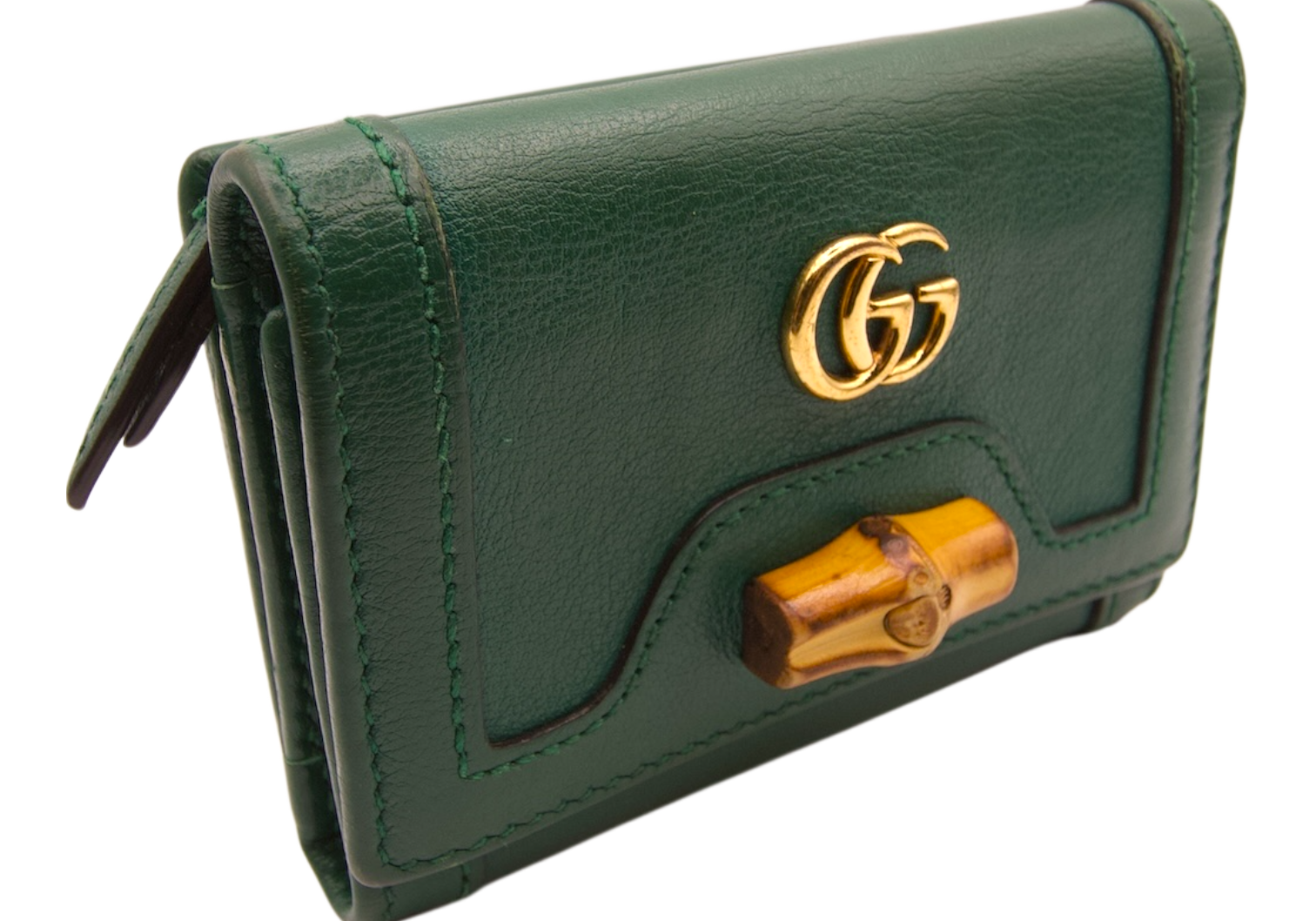 Gucci Bamboo Wallet in Green Leather
