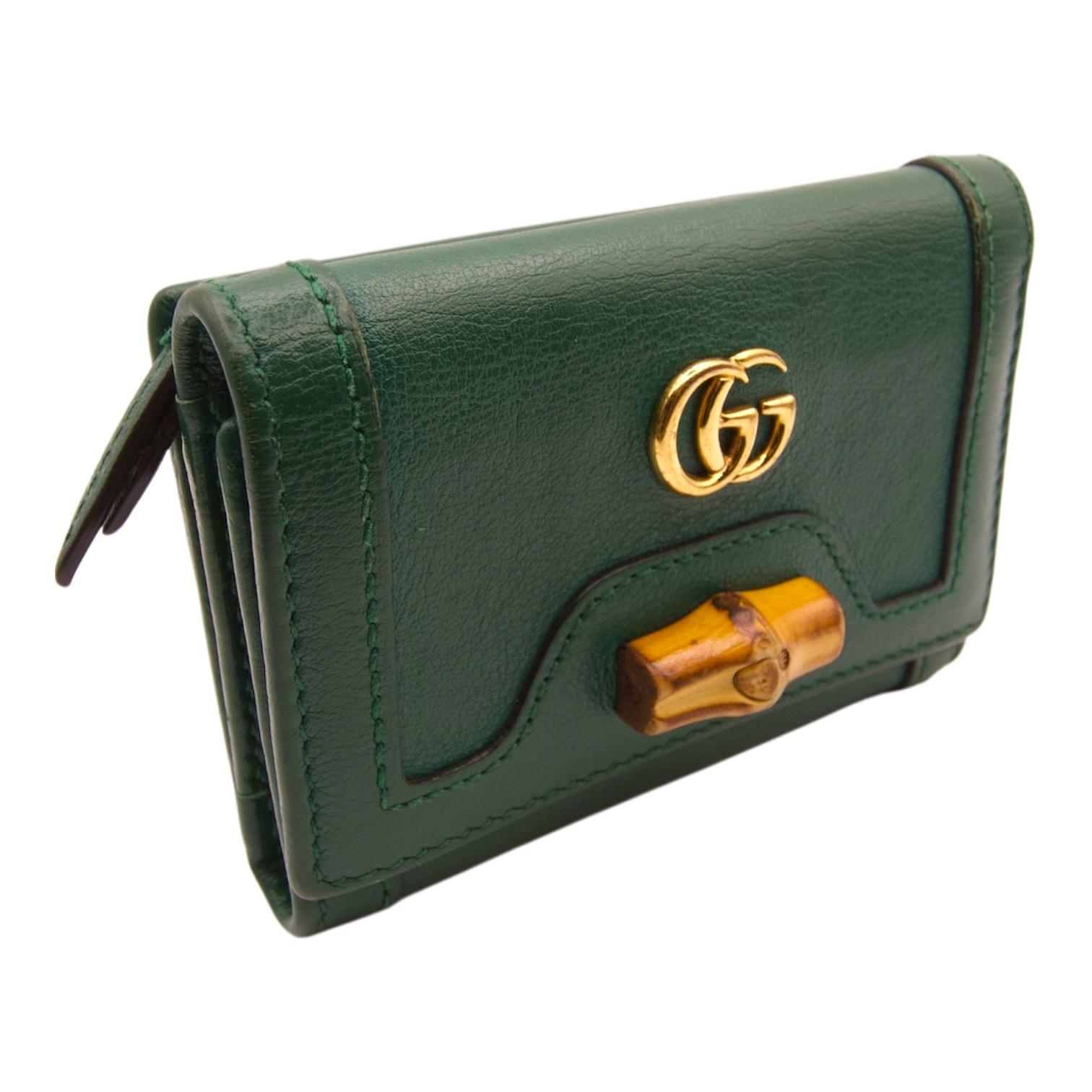 Gucci Bamboo Wallet in Green Leather