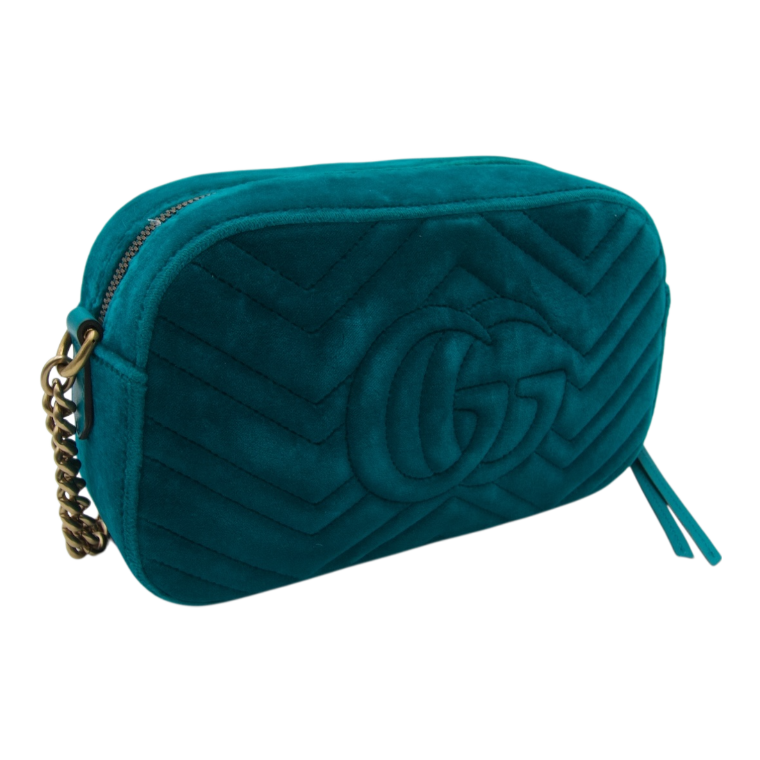 Gucci Marmont  Velvet Shoulder Bag Teal