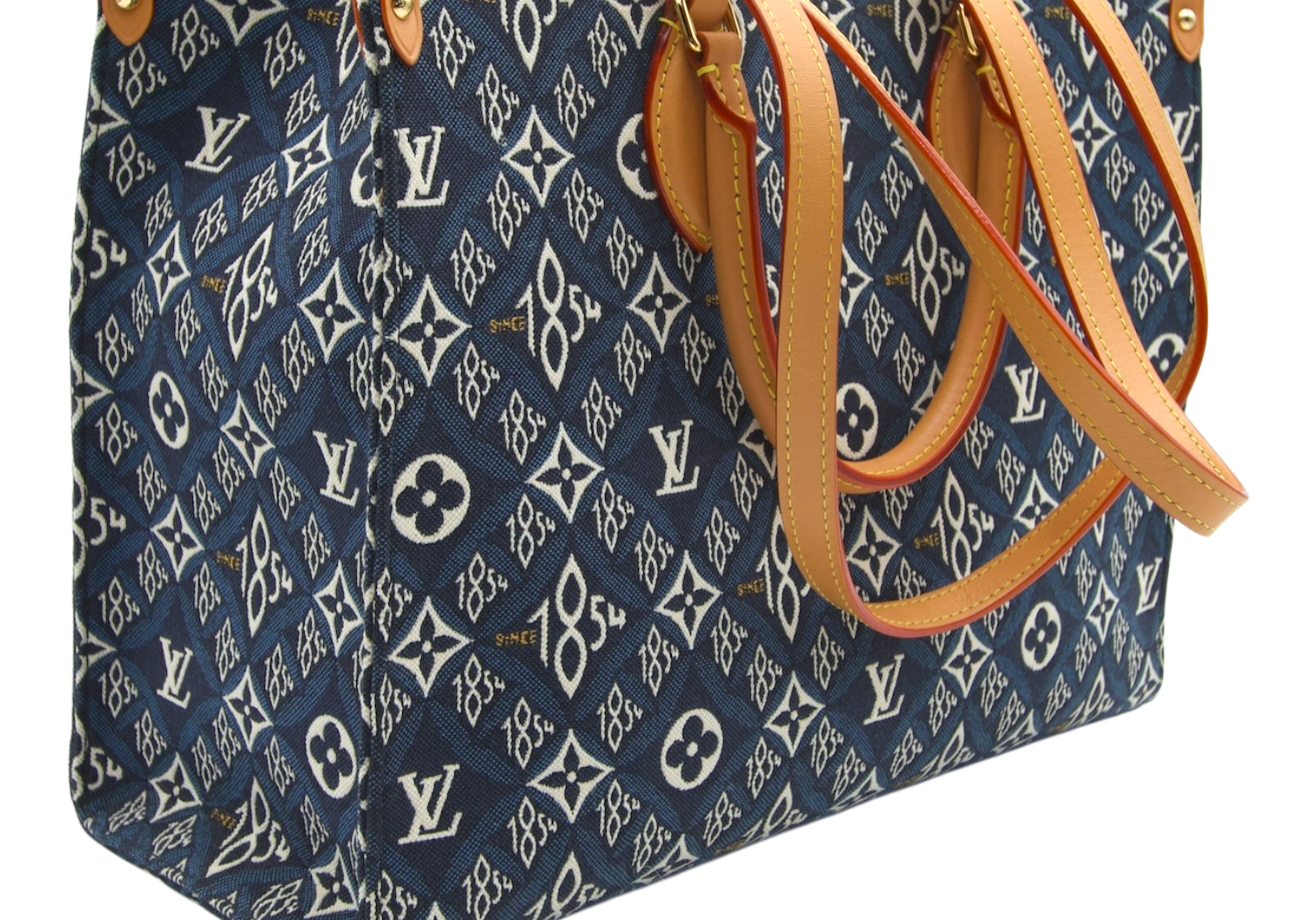 Louis Vuitton OnTheGo MM 1854 Jacquard Canvas Tote Denim Blue