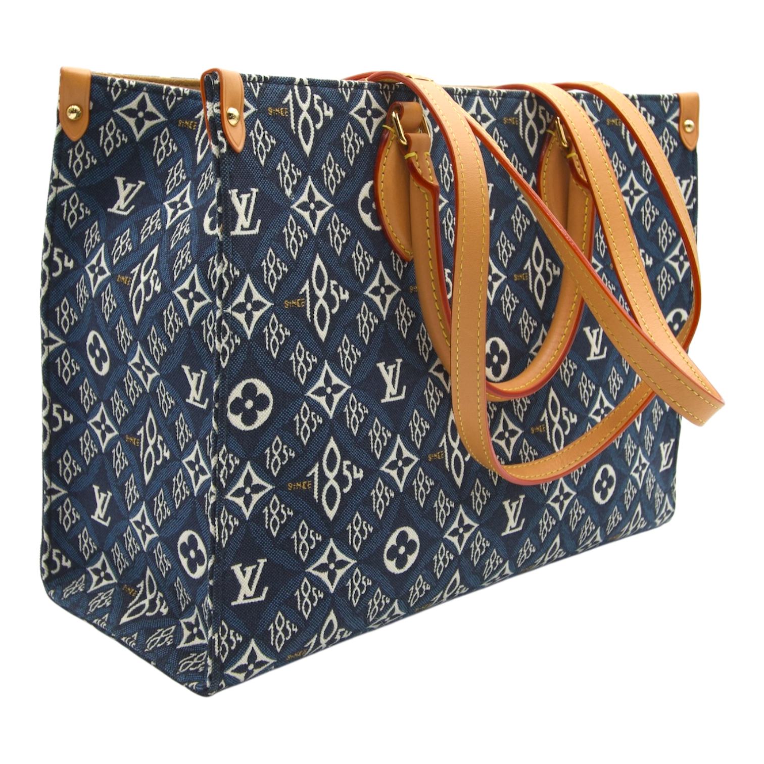 Louis Vuitton OnTheGo MM 1854 Jacquard Canvas Tote Denim Blue