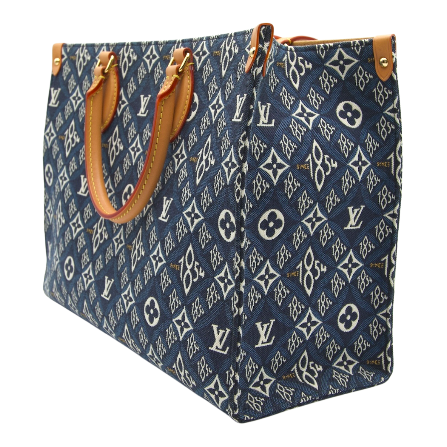 Louis Vuitton OnTheGo MM 1854 Jacquard Canvas Tote Denim Blue
