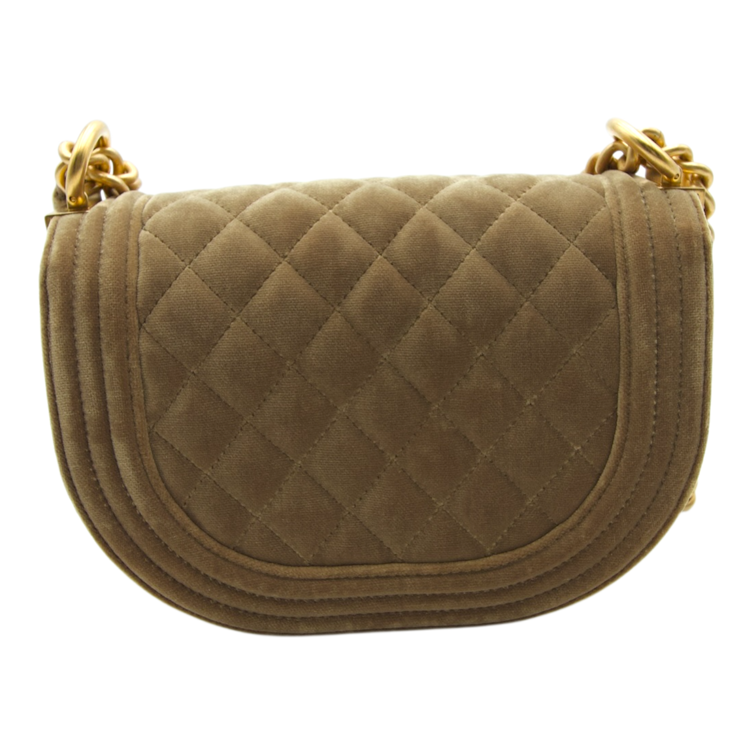 Chanel Boy Saddle Bag Beige Suede