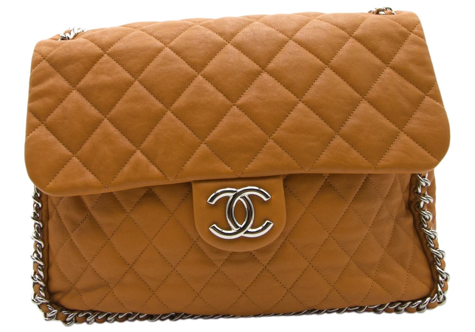 Chanel Chain Around Maxi Flap Honey Beige