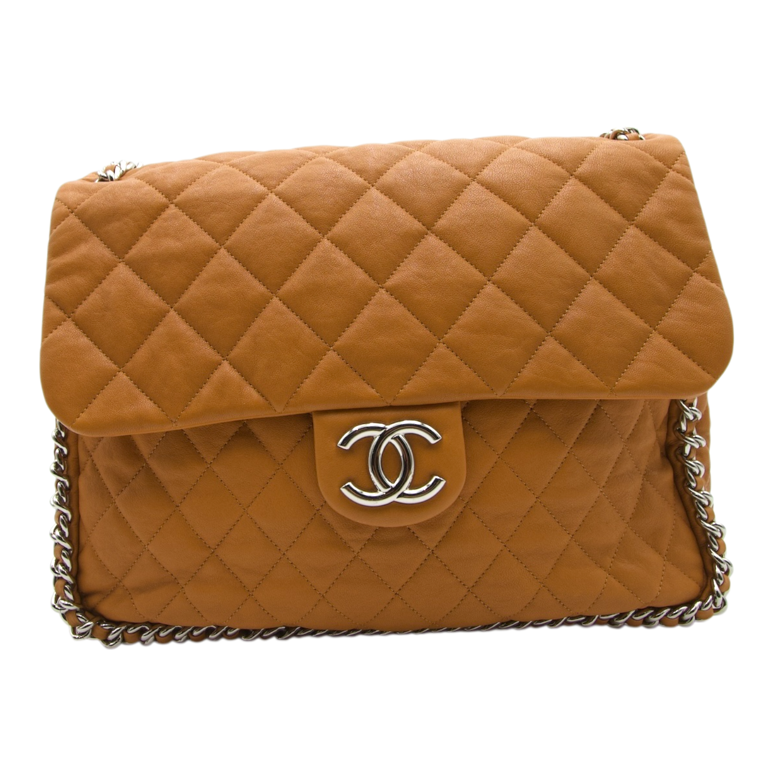 Chanel Chain Around Maxi Flap Honey Beige