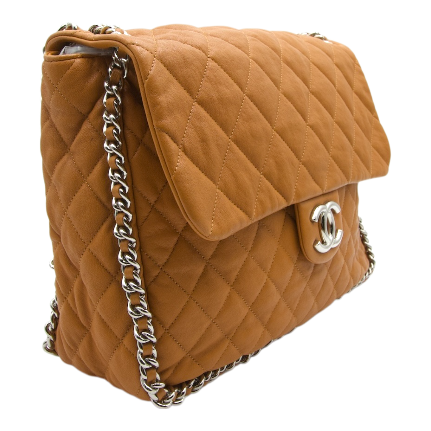 Chanel Chain Around Maxi Flap Honey Beige