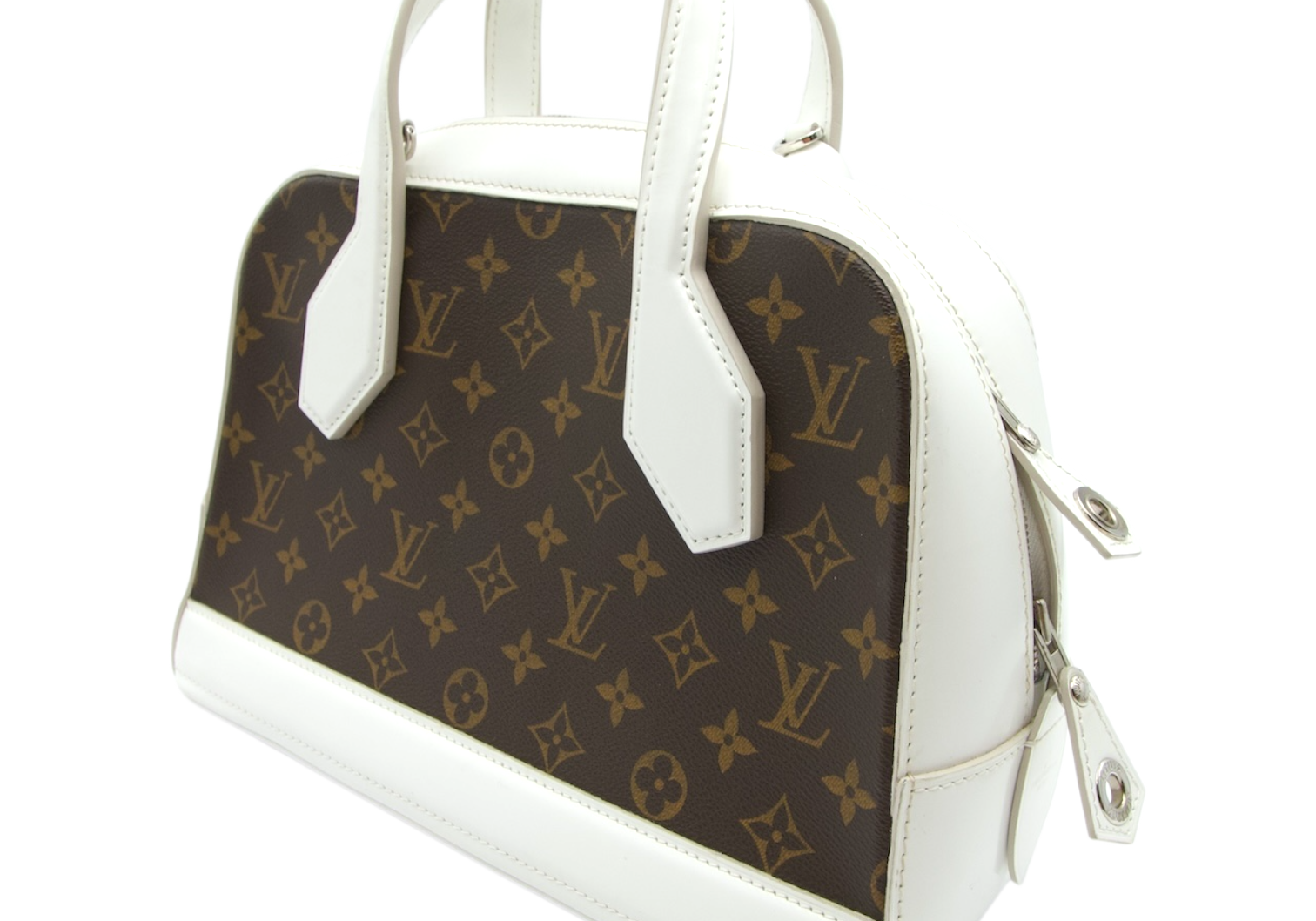 Louis Vuitton Dora Monogram Canvas and White Leather Top Handle