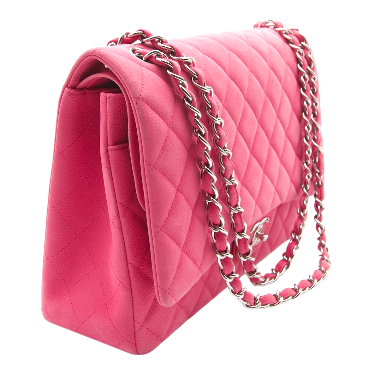 Chanel Classic Double Flap Maxi Bag Bubblegum Pink Lambskin