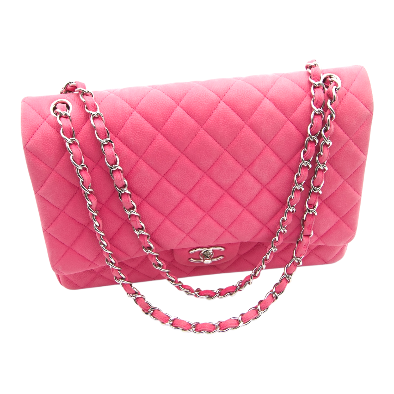 Chanel Classic Double Flap Maxi Bag Bubblegum Pink Lambskin