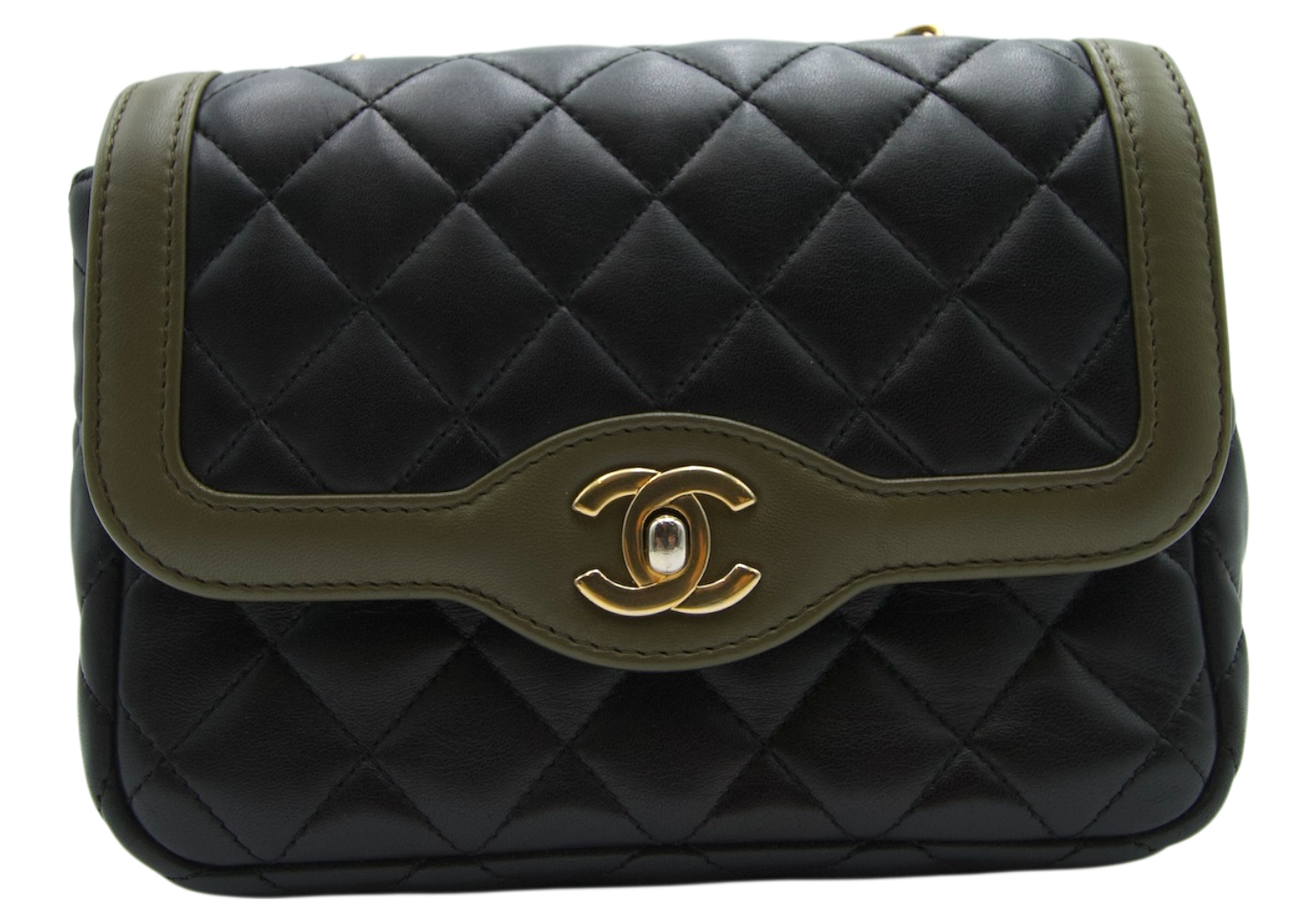 Chanel Two Tone Crossbody Black Green Mini