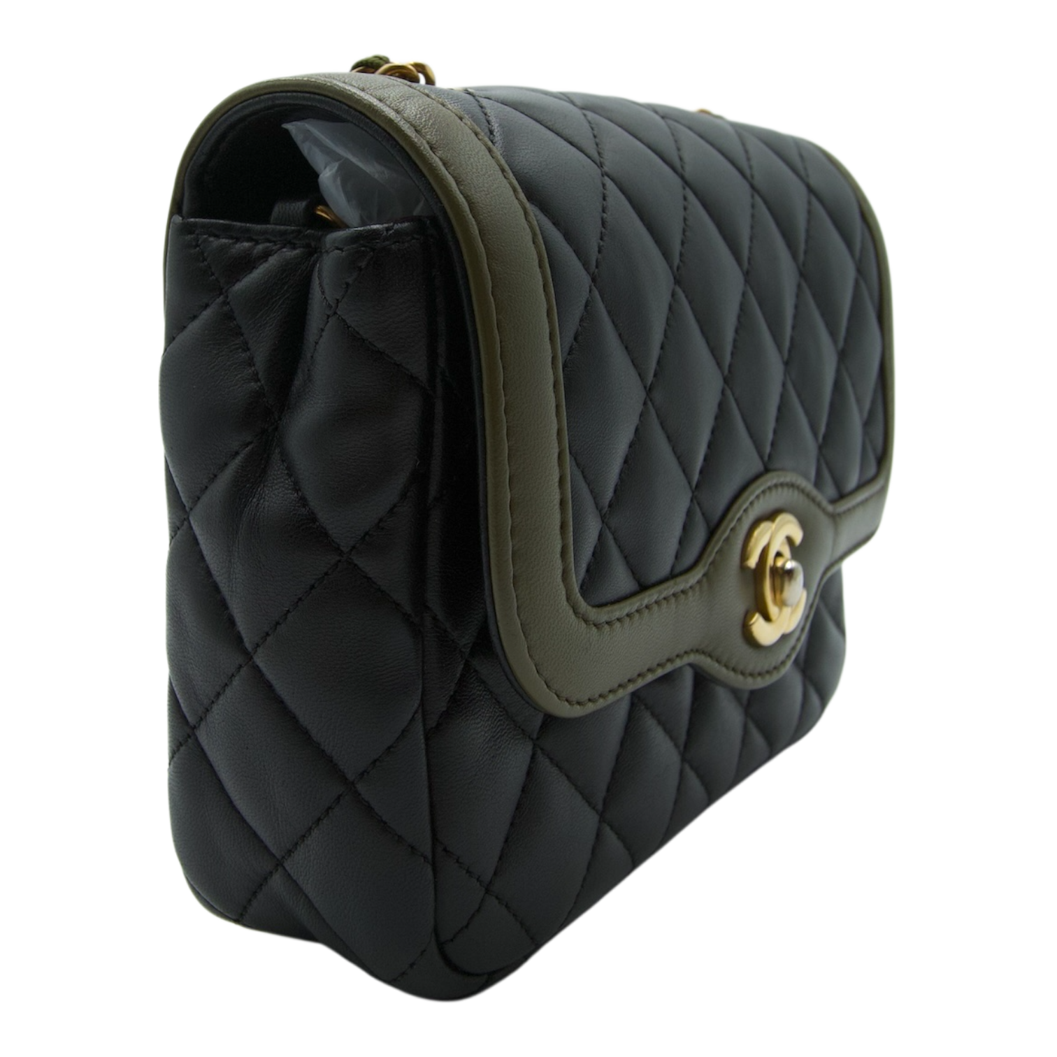 Chanel Two Tone Crossbody Black Green Mini