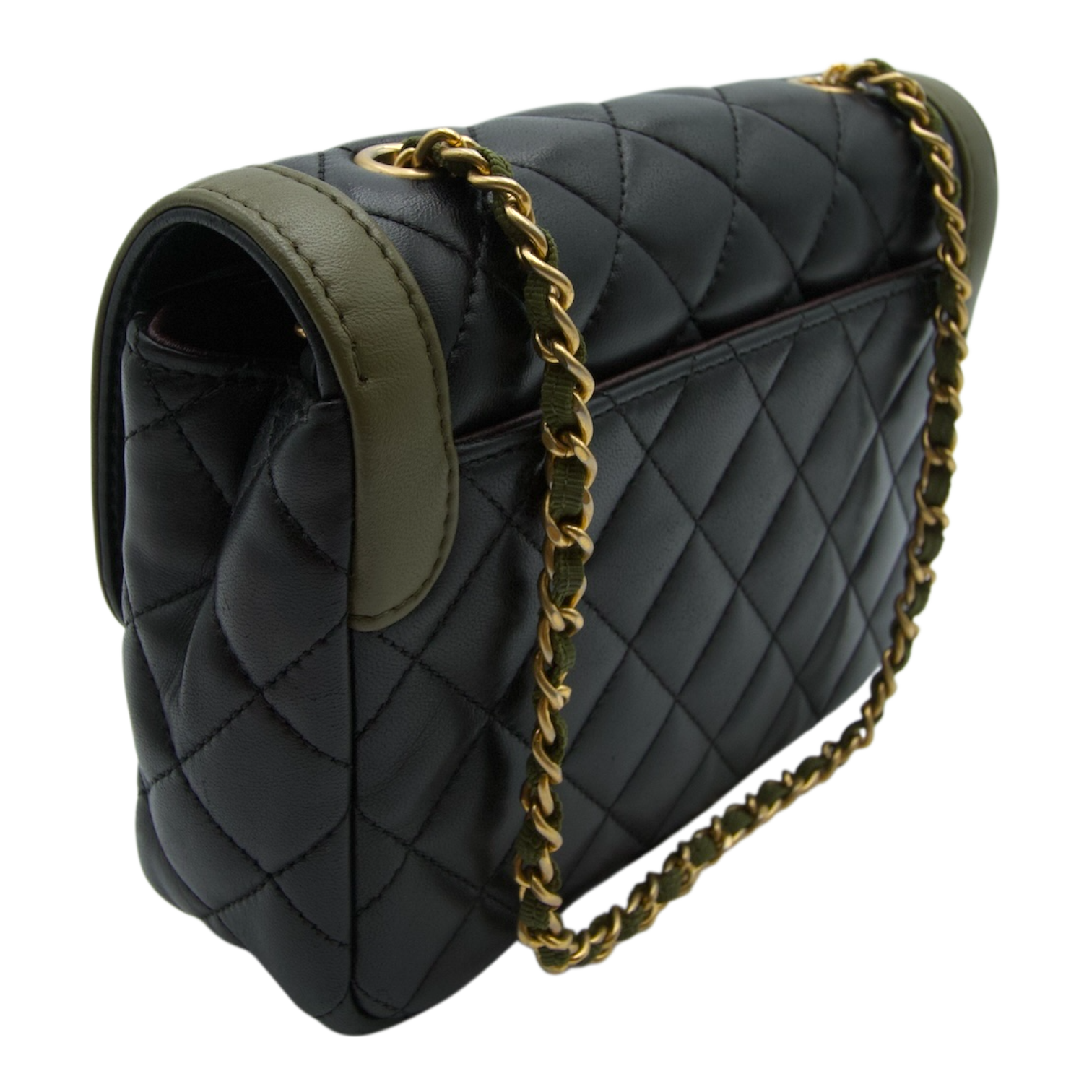 Chanel Two Tone Crossbody Black Green Mini