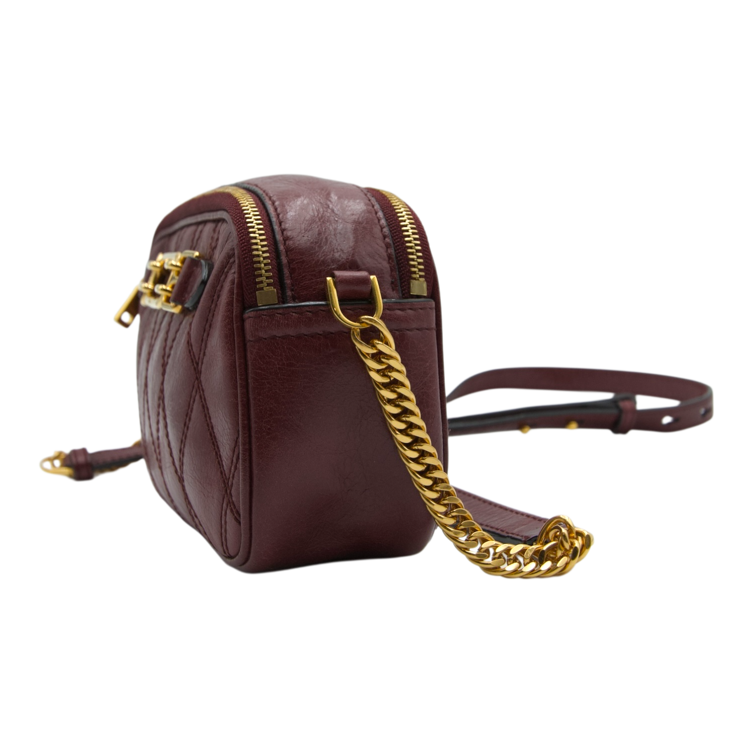 Bally Maroon Leather Shoulder Bag