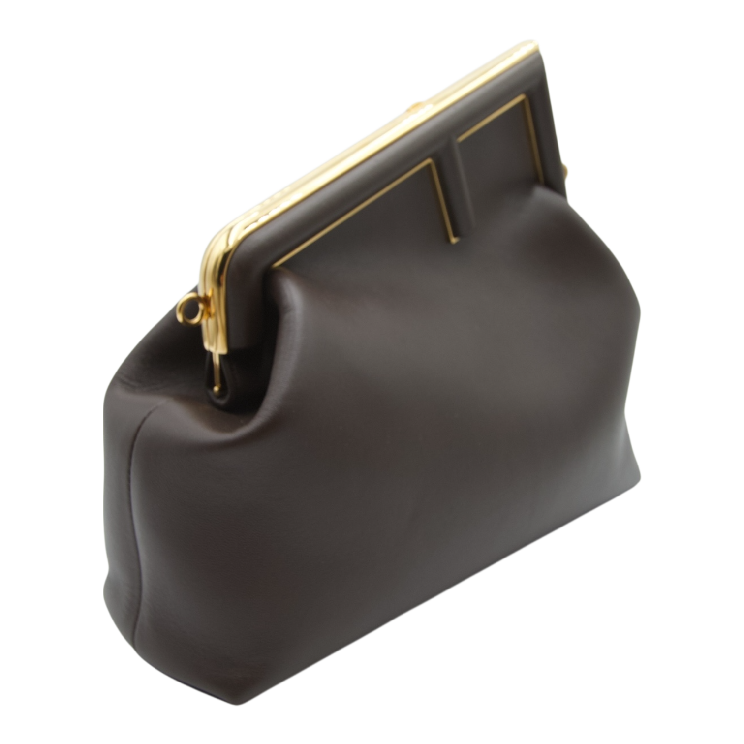 Fendi First Medium Clutch Bag Dark Brown