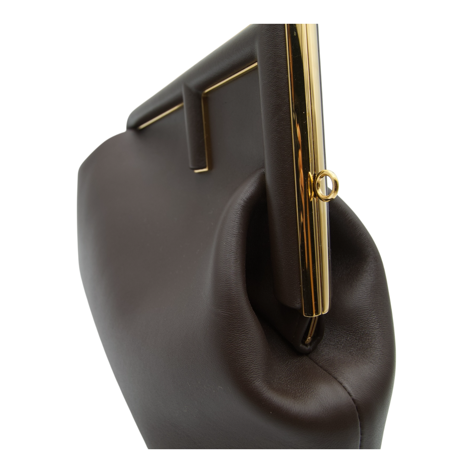 Fendi First Medium Clutch Bag Dark Brown