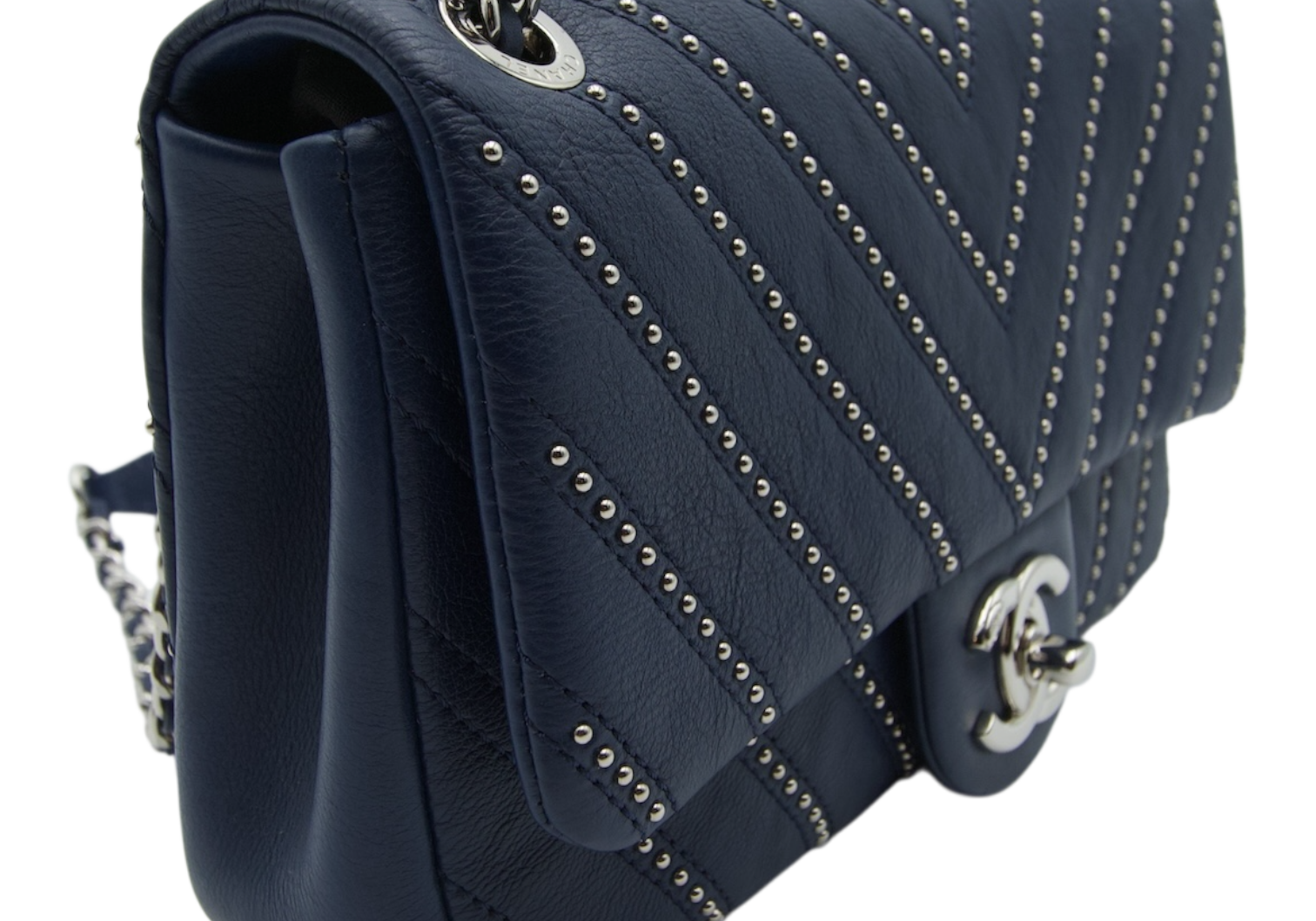 Chanel Chevron Studded Flap Bag Medium