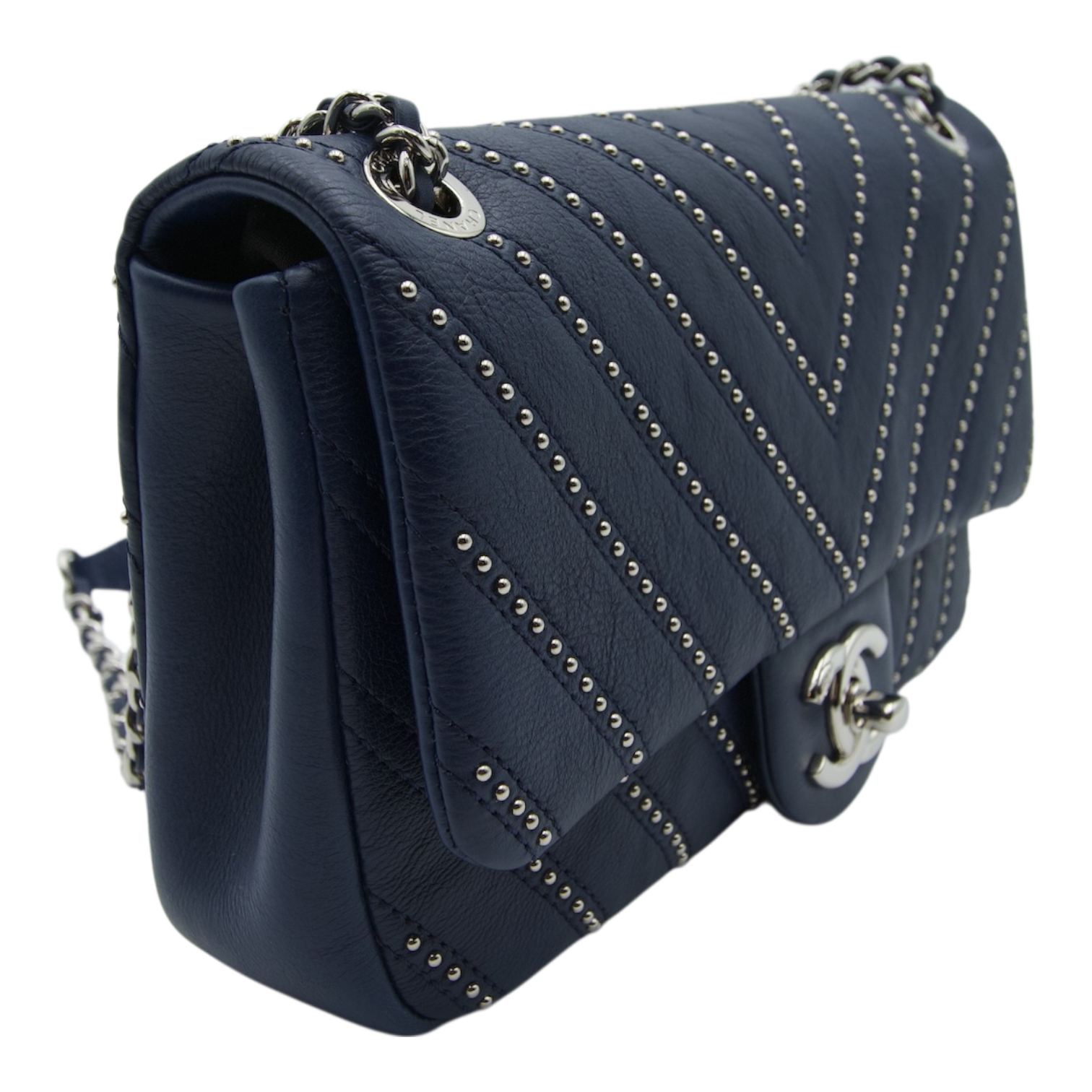 Chanel Chevron Studded Flap Bag Medium