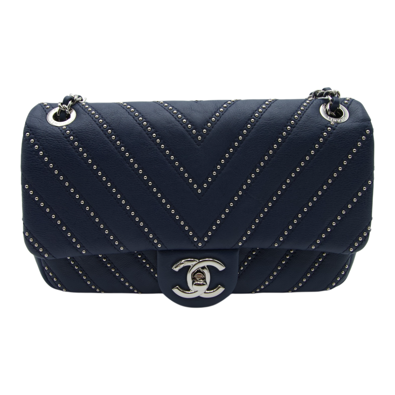 Chanel Chevron Studded Flap Bag Medium