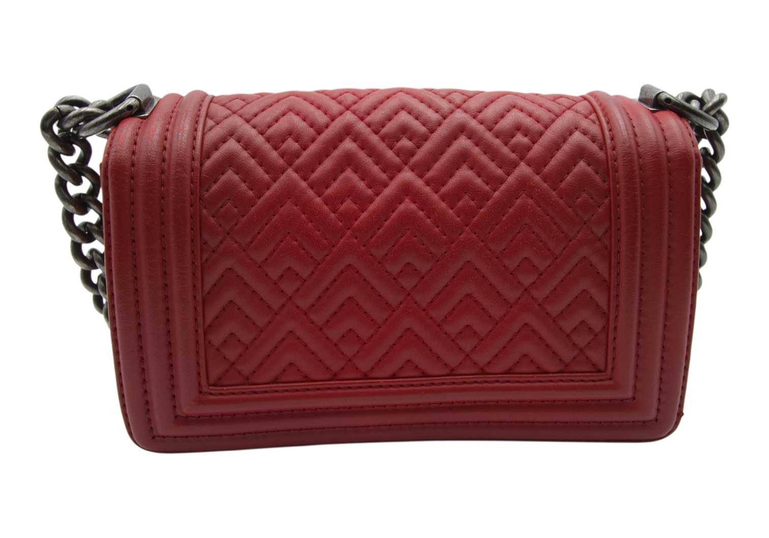 Chanel Lambskin Le Boy Chain Shoulderbag, Red