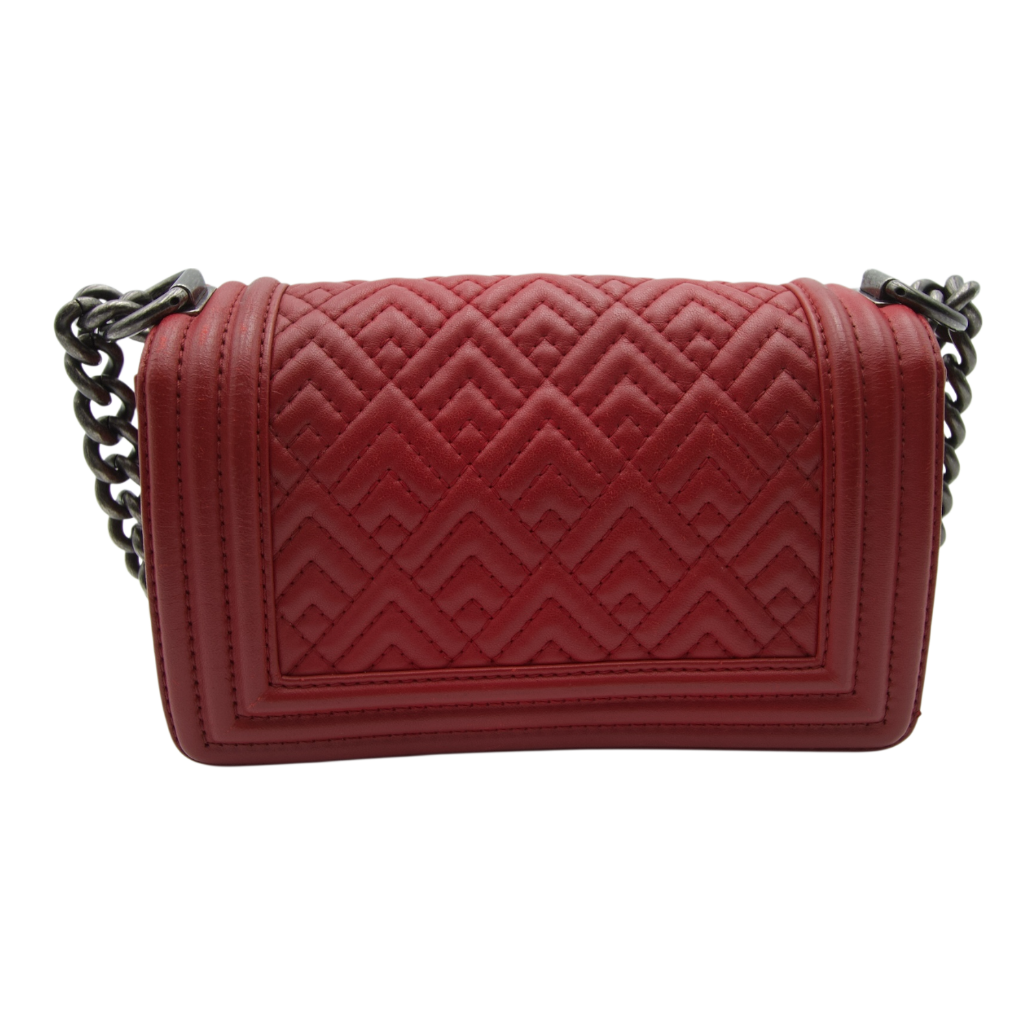 Chanel Lambskin Le Boy Chain Shoulderbag, Red