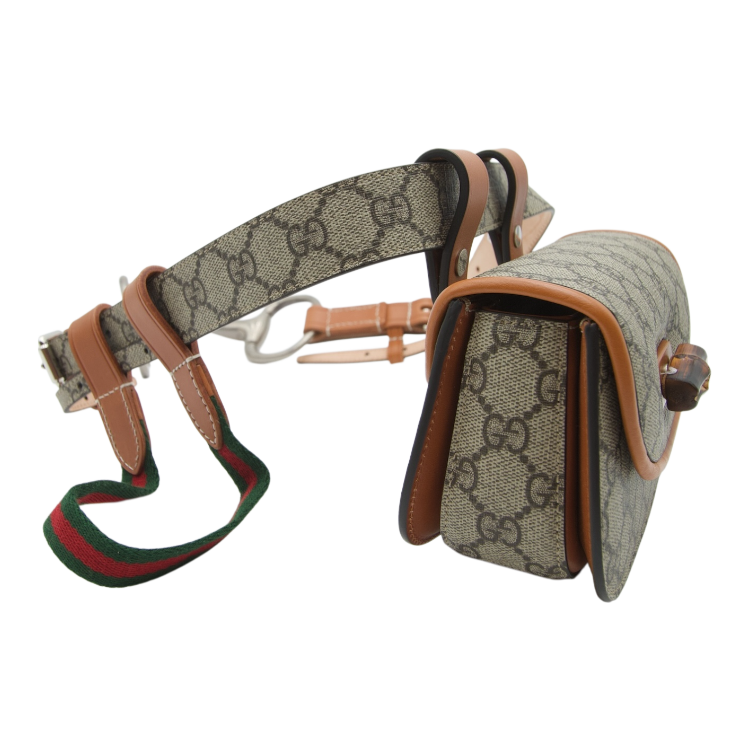 Gucci Vintage GG Supreme Bamboo Horsebit Belt Bag