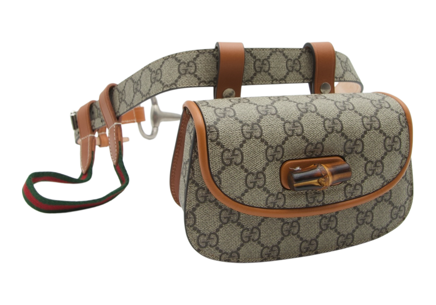 Gucci Vintage GG Supreme Bamboo Horsebit Belt Bag