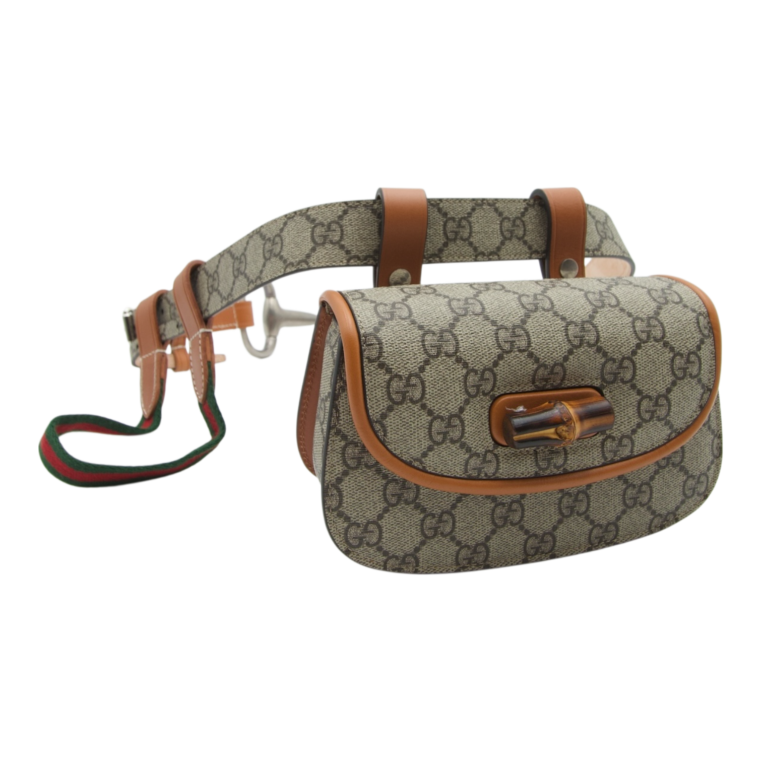 Gucci Vintage GG Supreme Bamboo Horsebit Belt Bag