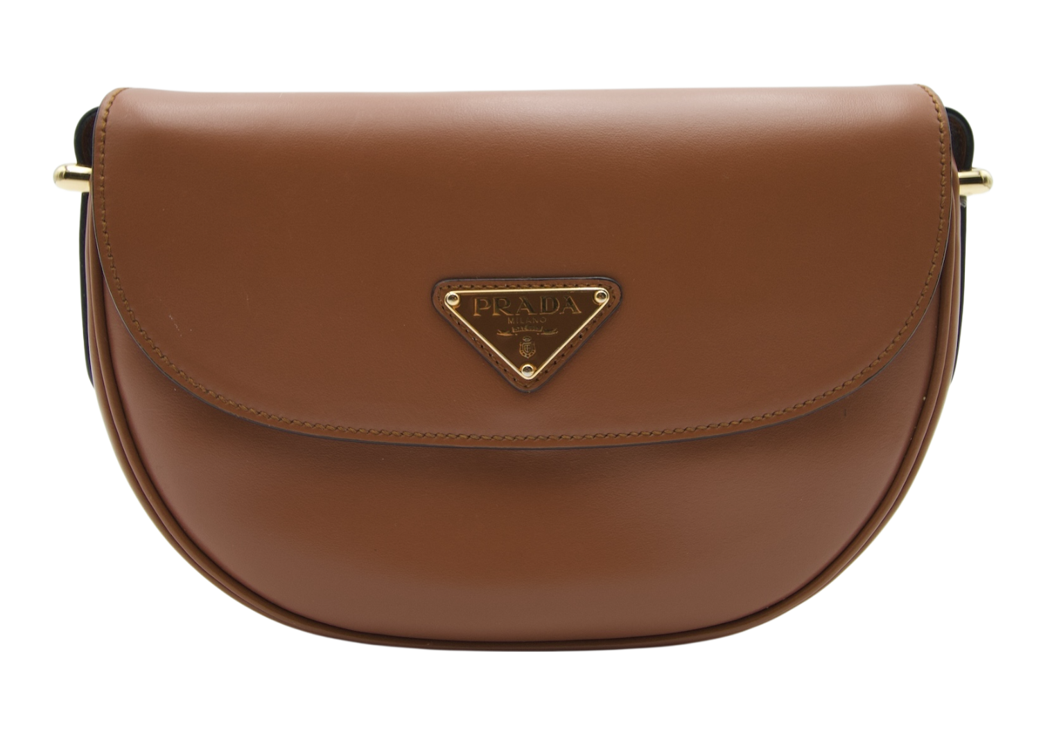 Prada Half Moon Crossbody Brown Leather