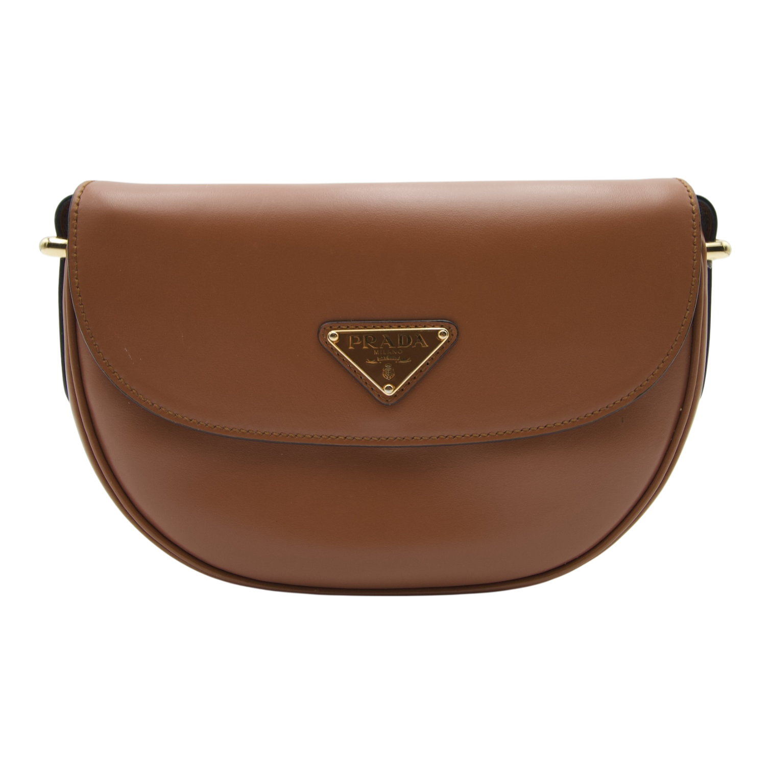 Prada Half Moon Crossbody Brown Leather