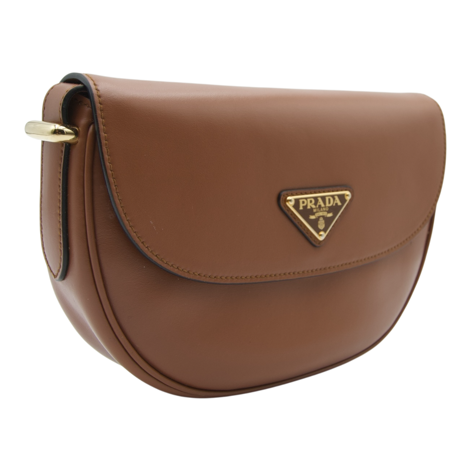 Prada Half Moon Crossbody Brown Leather