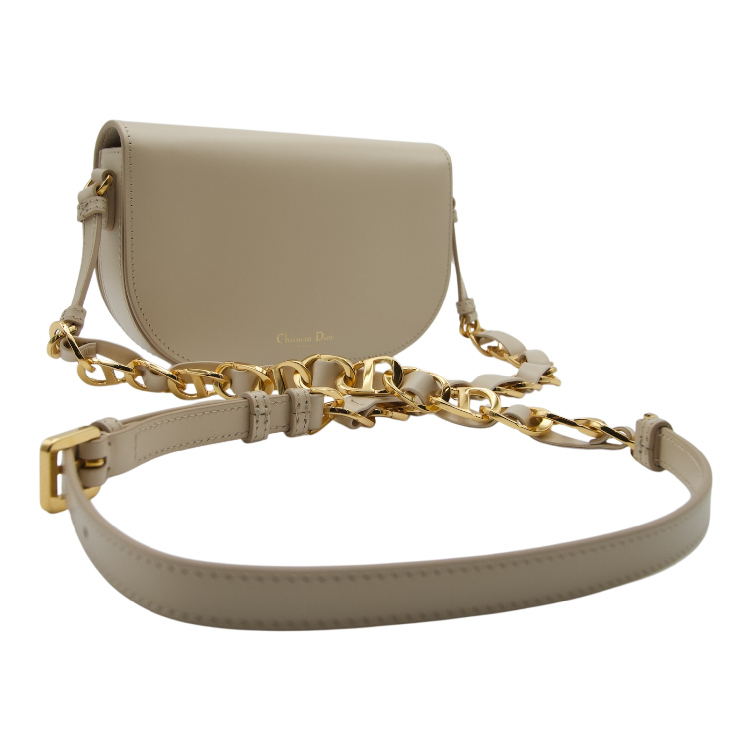 Dior CD Signature Flap Bag Beige Leather
