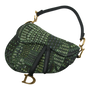 Dior Saddle Bag Green Embroidered Canvas