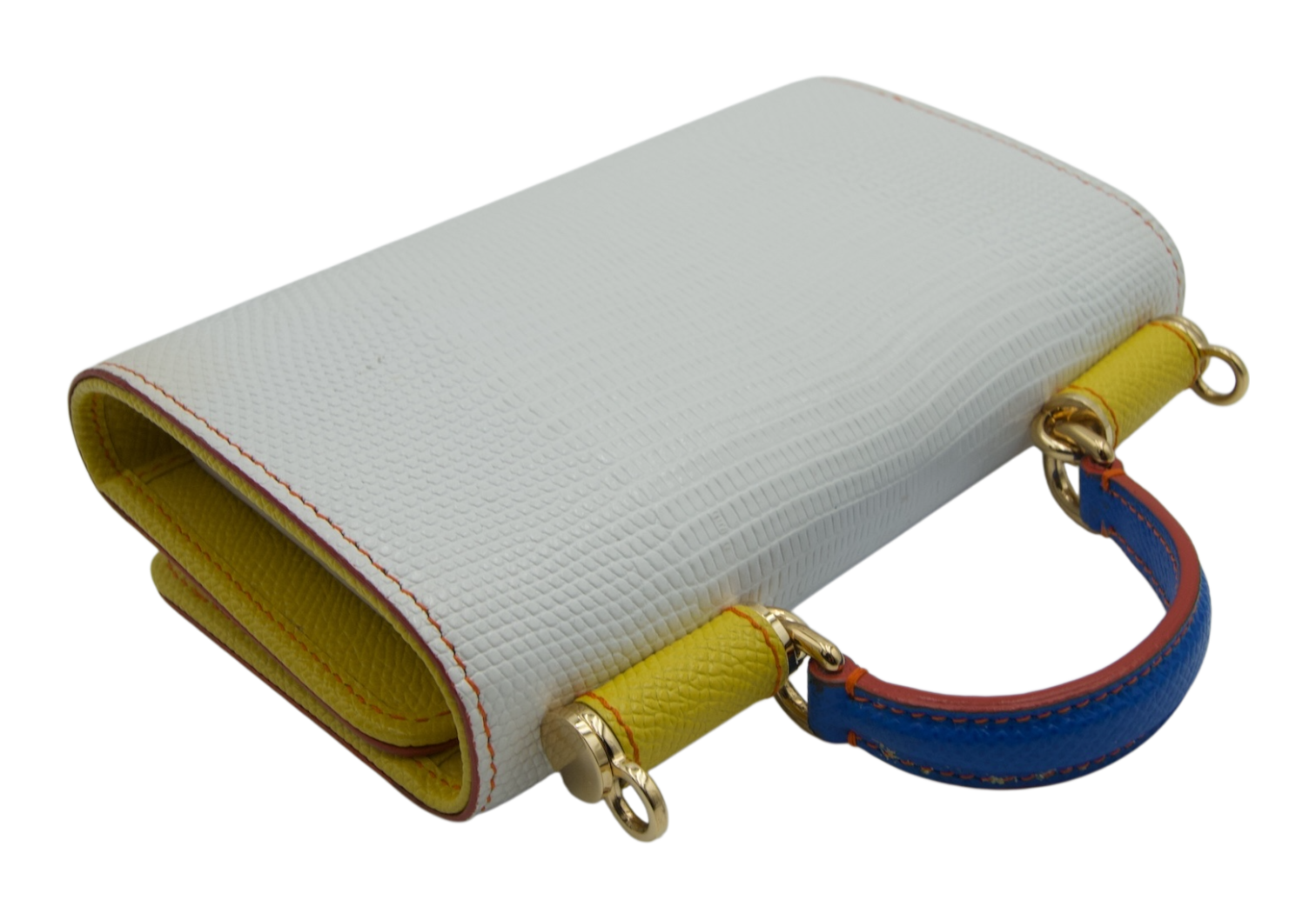 Dolce & Gabbana Mini Top Handle Bag White Lizard-Embossed Leather