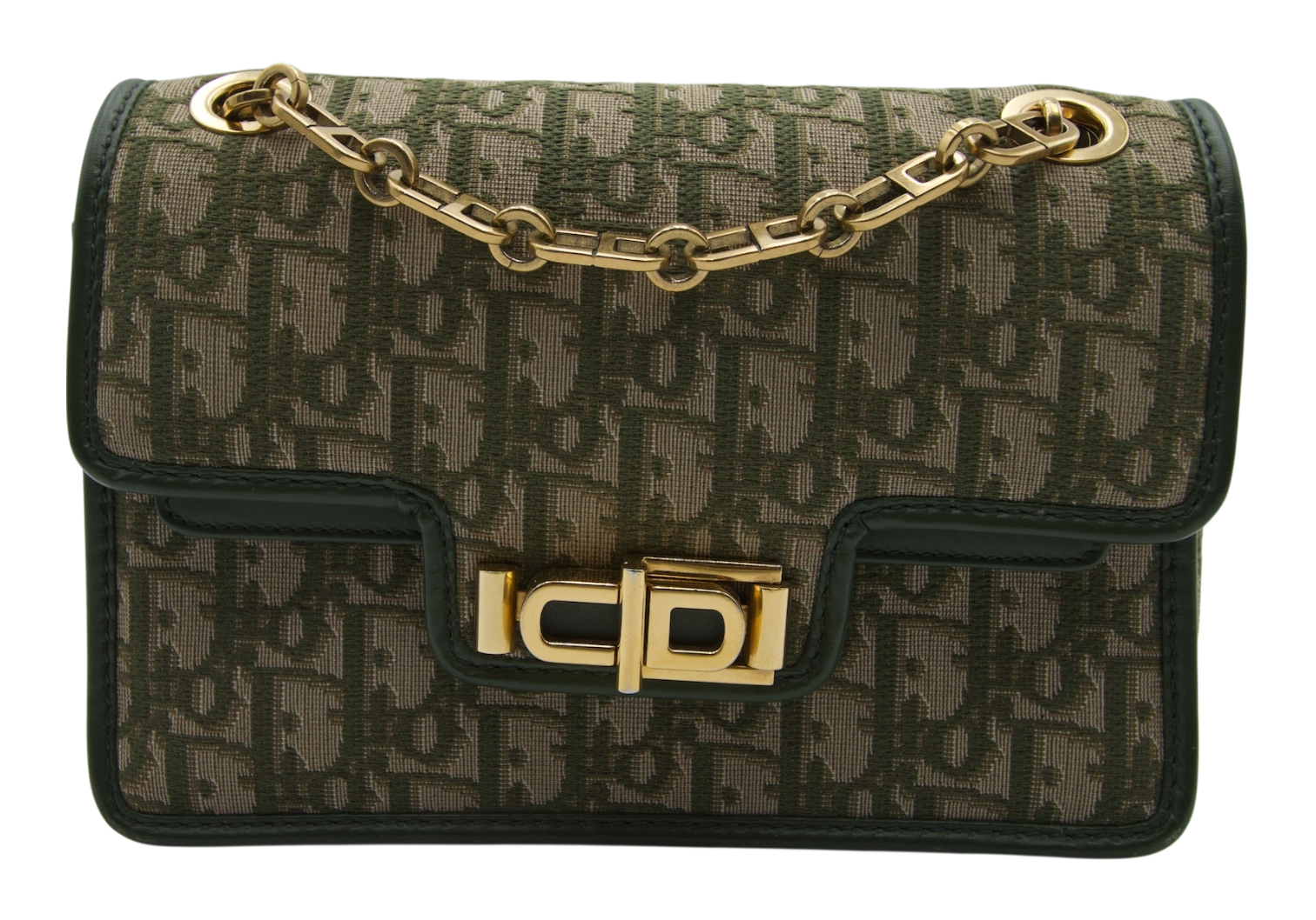 Dior Trotter Oblique Chain Shoulder Bag Green